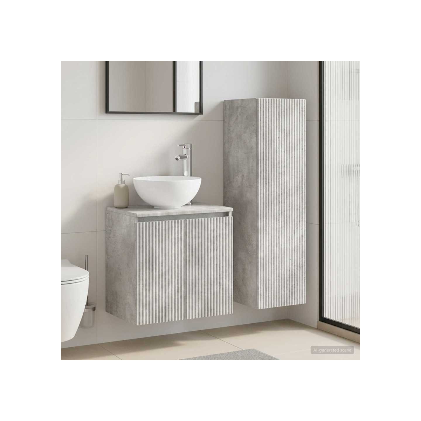 Ensemble de mobilier de salle de bain 2 pc Gris béton