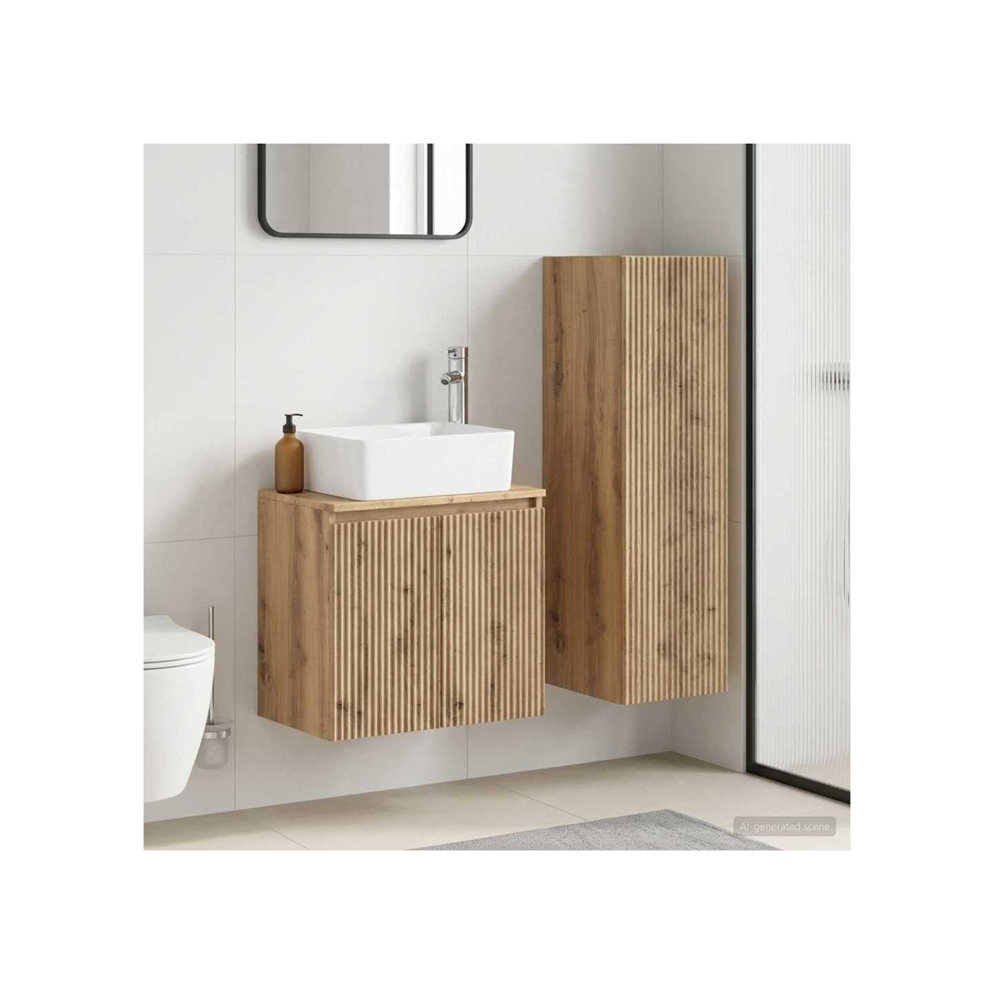 Ensemble de mobilier de salle de bain 2 pc Chêne artisanal