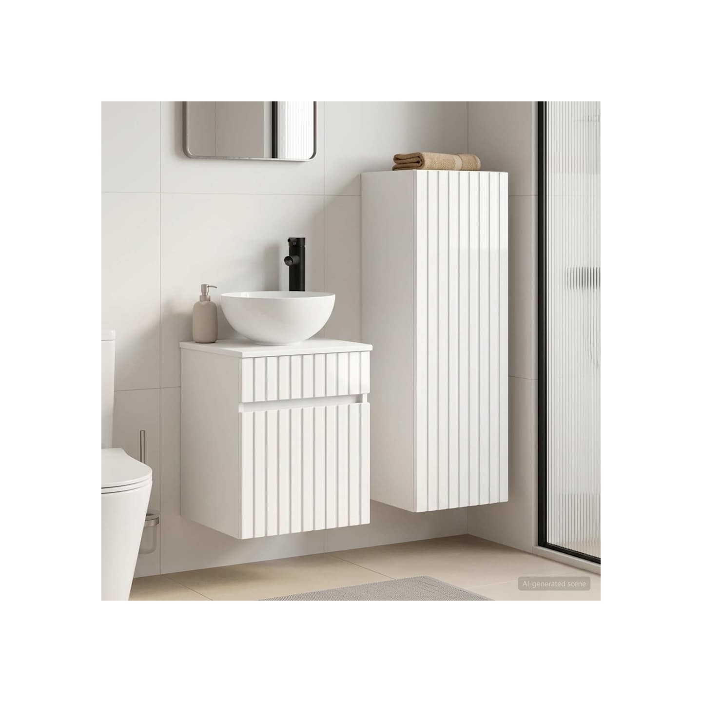 Ensemble de mobilier de salle de bain 2 pc Blanc brillant