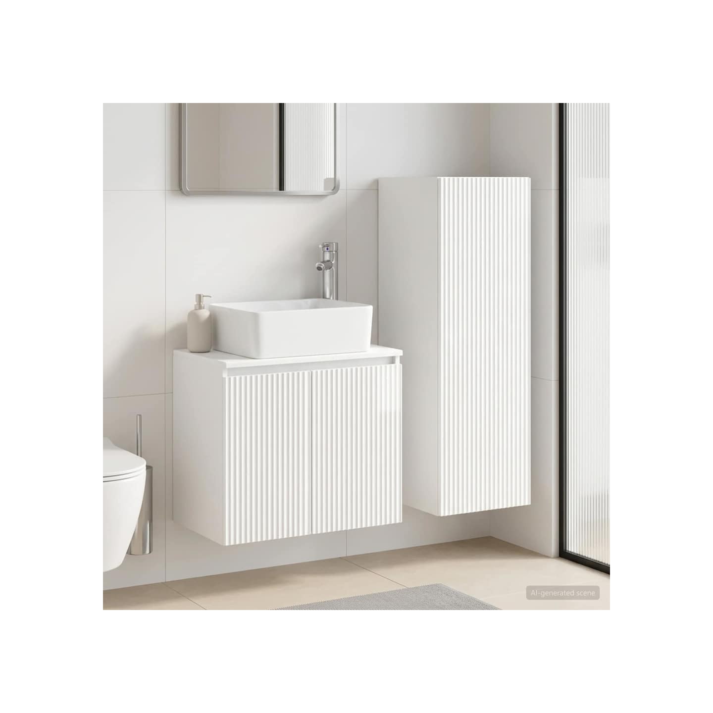 Ensemble de mobilier de salle de bain 2 pc Blanc brillant