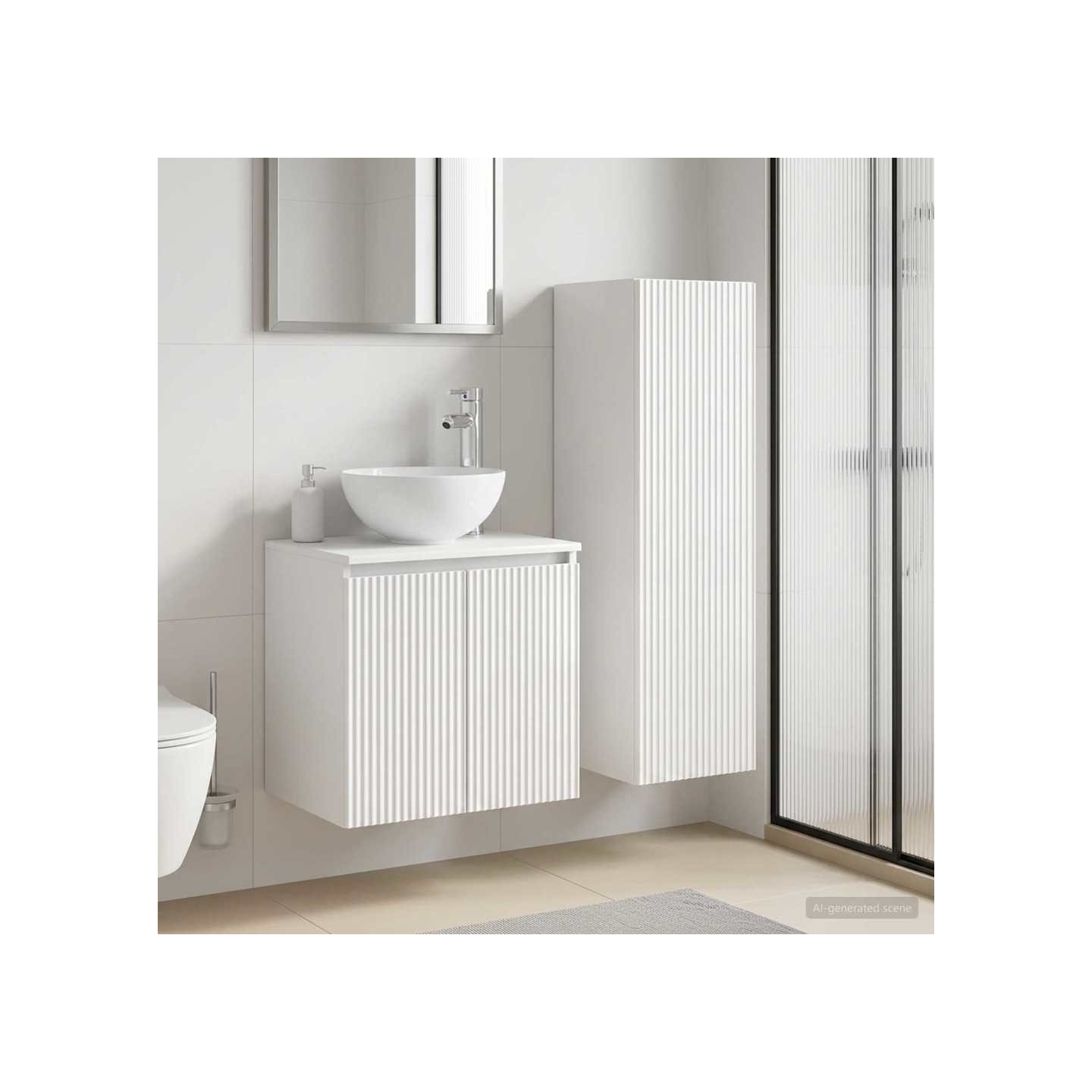 Ensemble de mobilier de salle de bain 2 pc Blanc brillant