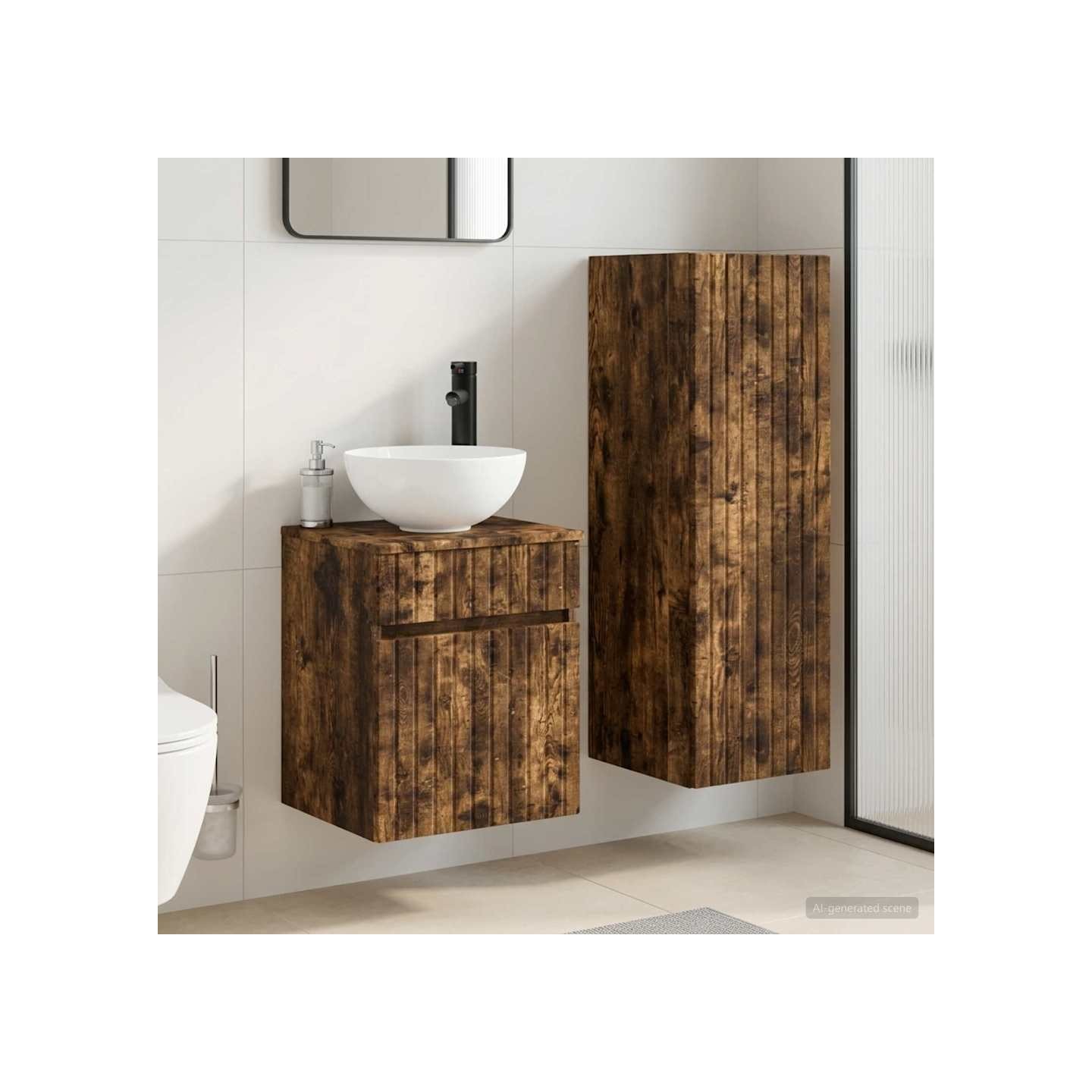 Ensemble de mobilier de salle de bain 2 pc Chêne fumé