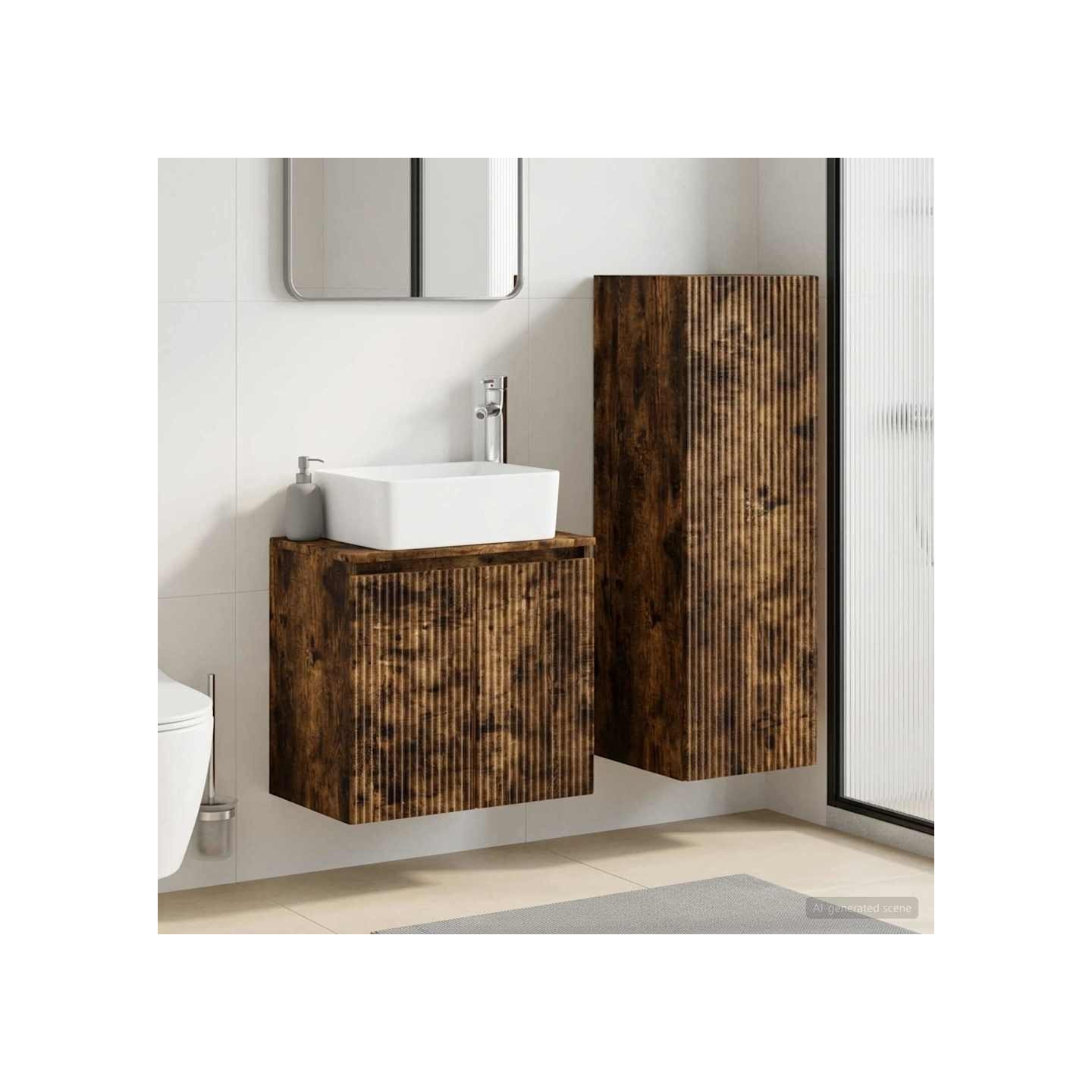 Ensemble de mobilier de salle de bain 2 pc Chêne fumé