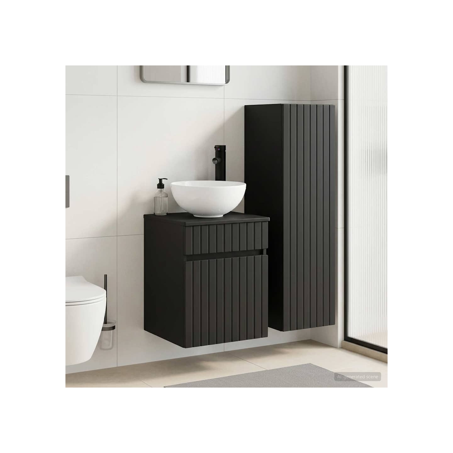 Ensemble de mobilier de salle de bain 2 pc Noir