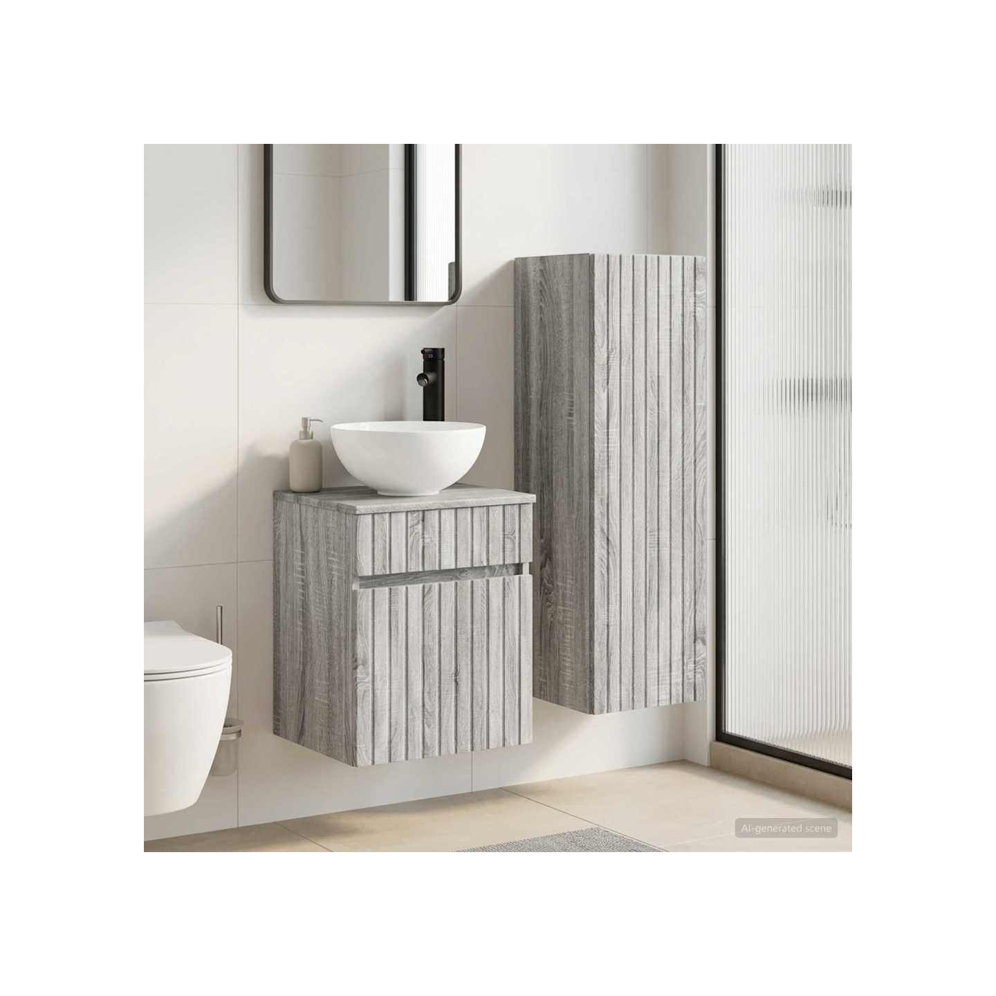 Ensemble de mobilier de salle de bain 2 pc Sonoma gris