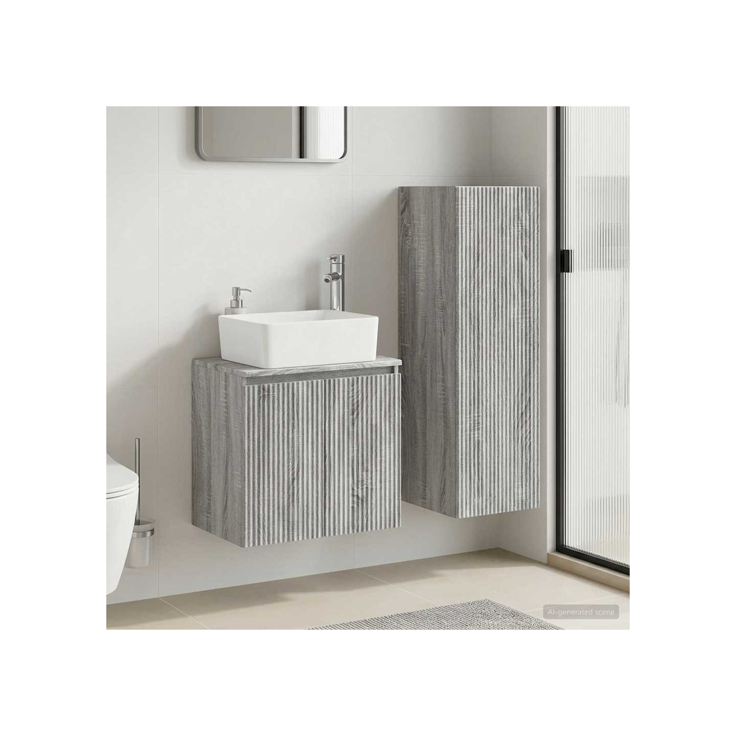 Ensemble de mobilier de salle de bain 2 pc Sonoma gris