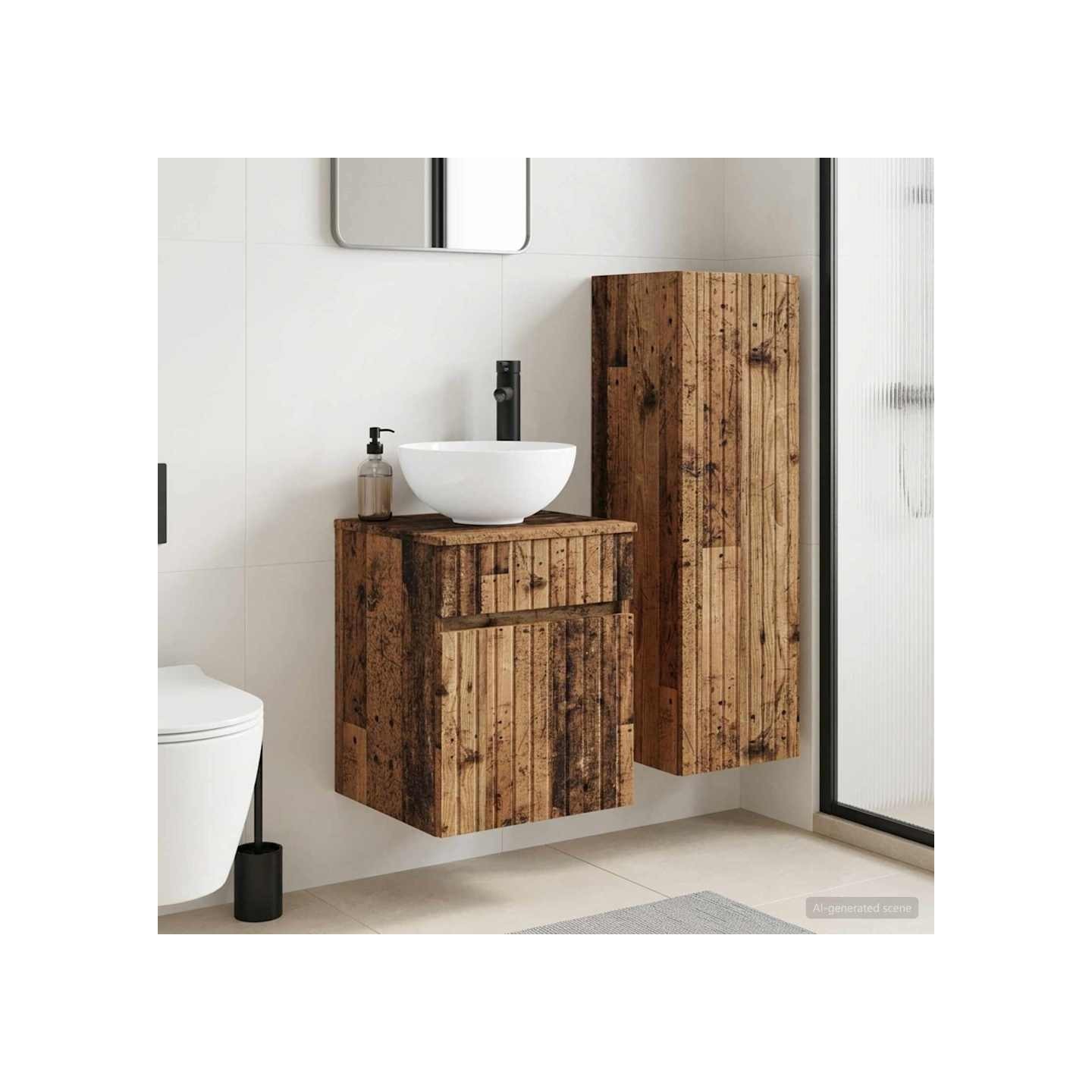 Ensemble de mobilier de salle de bain 2 pc Bois ancien