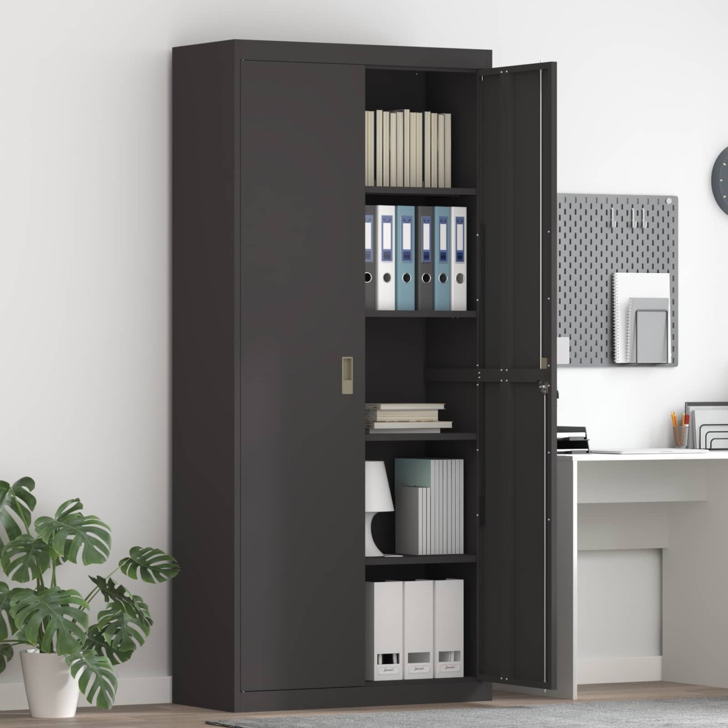 Armoire de rangement Noir 90 x 40 x 200 cm Acier