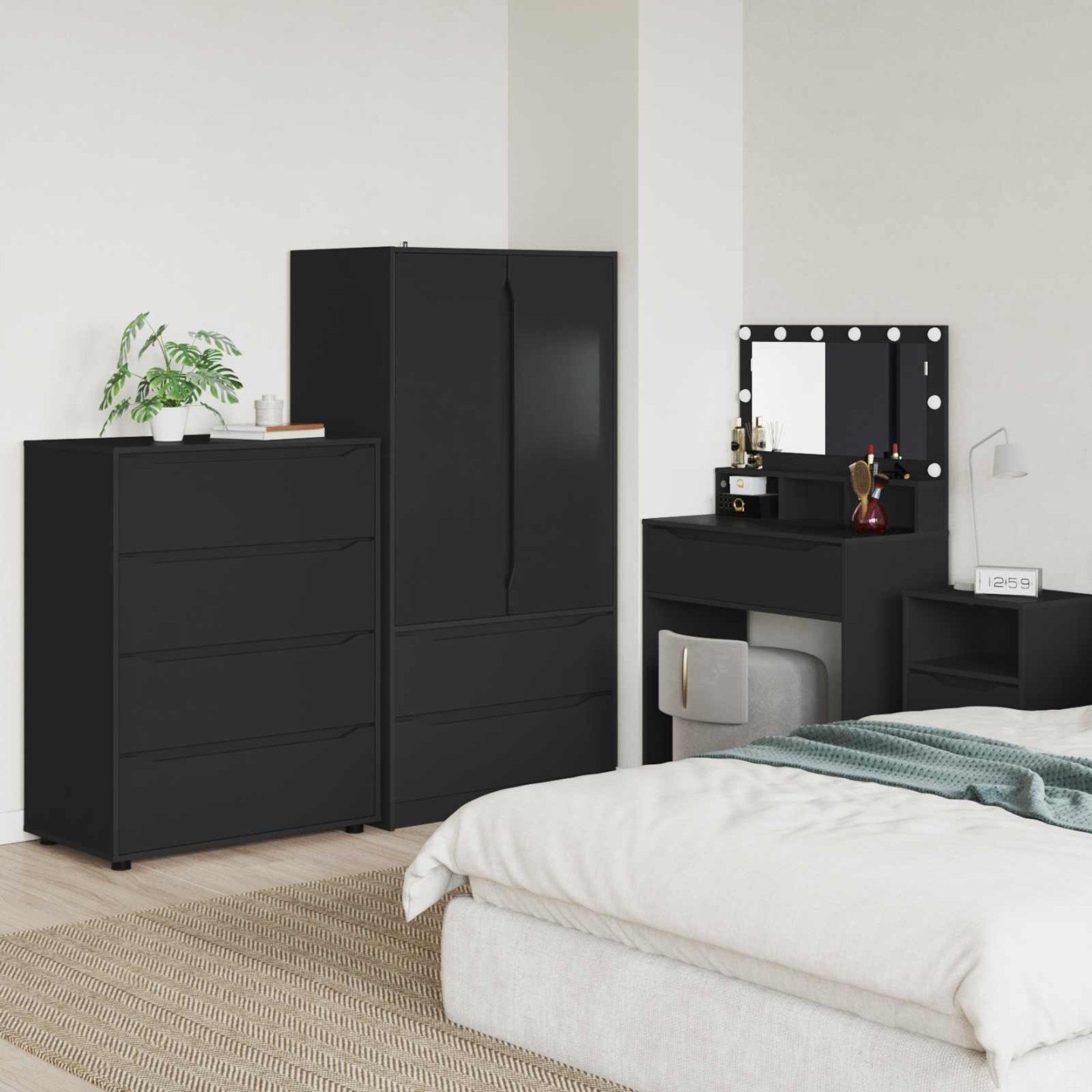 Armoires de rangement 80 x 48 x 105 cm Bois d'ingénierie Noir