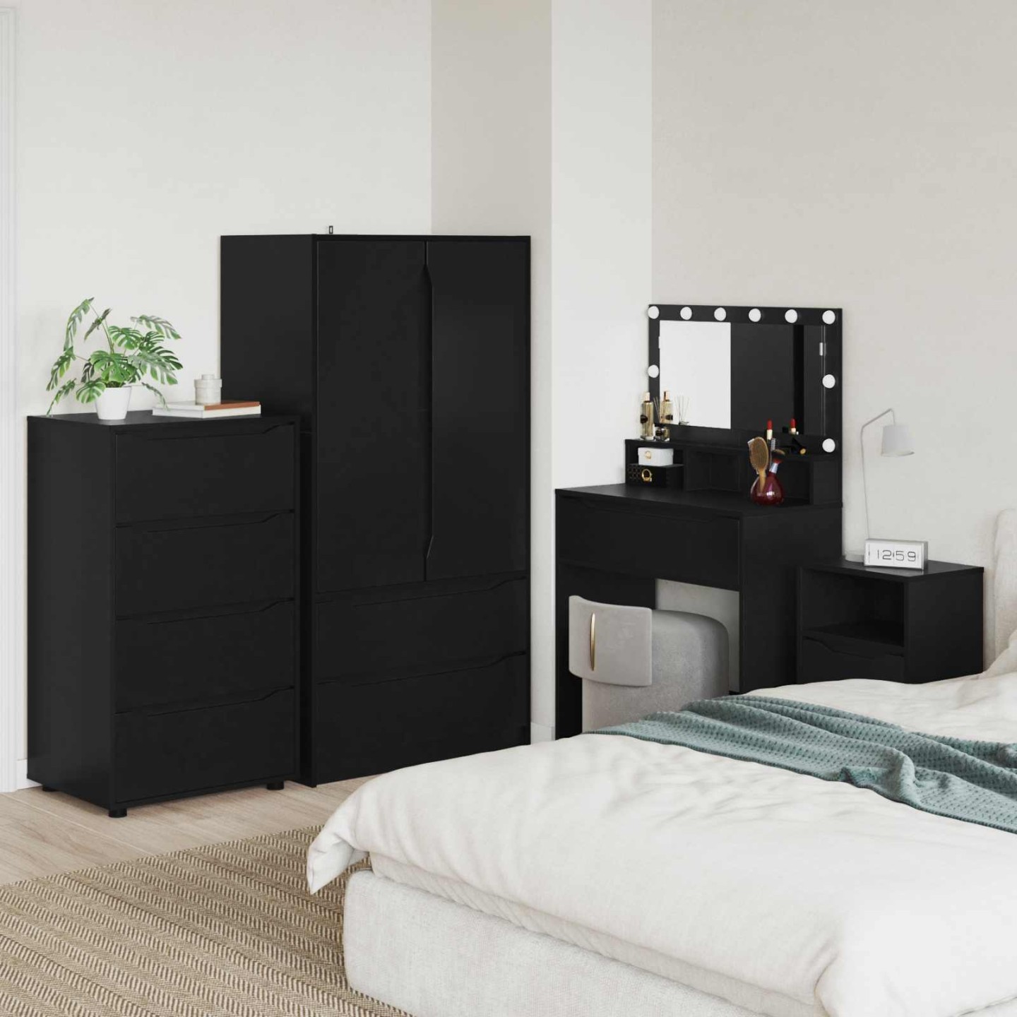 Armoires de rangement 60 x 48 x 105 cm Bois d'ingénierie Noir