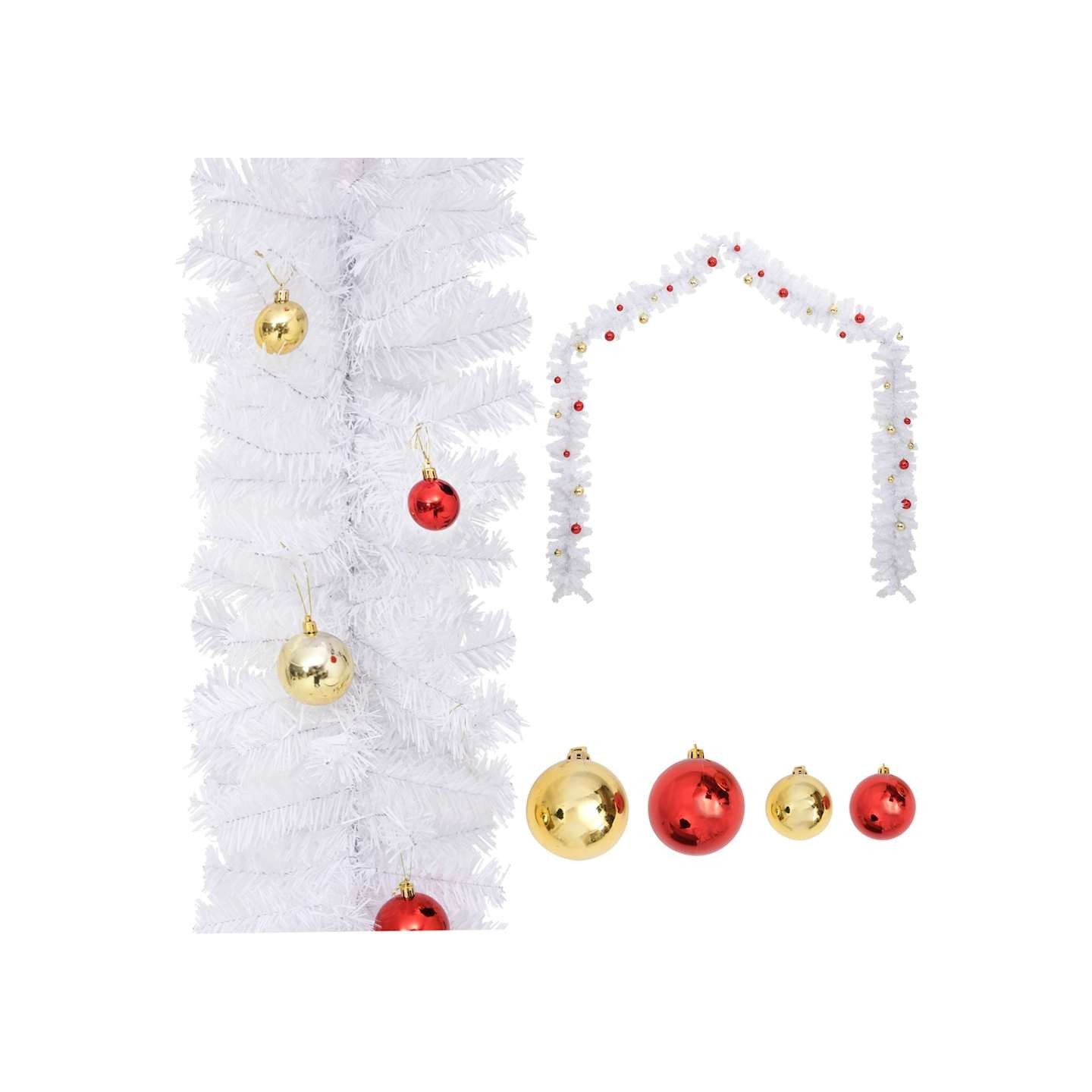 Guirlande de Noël décorée avec boules Blanc 5 m