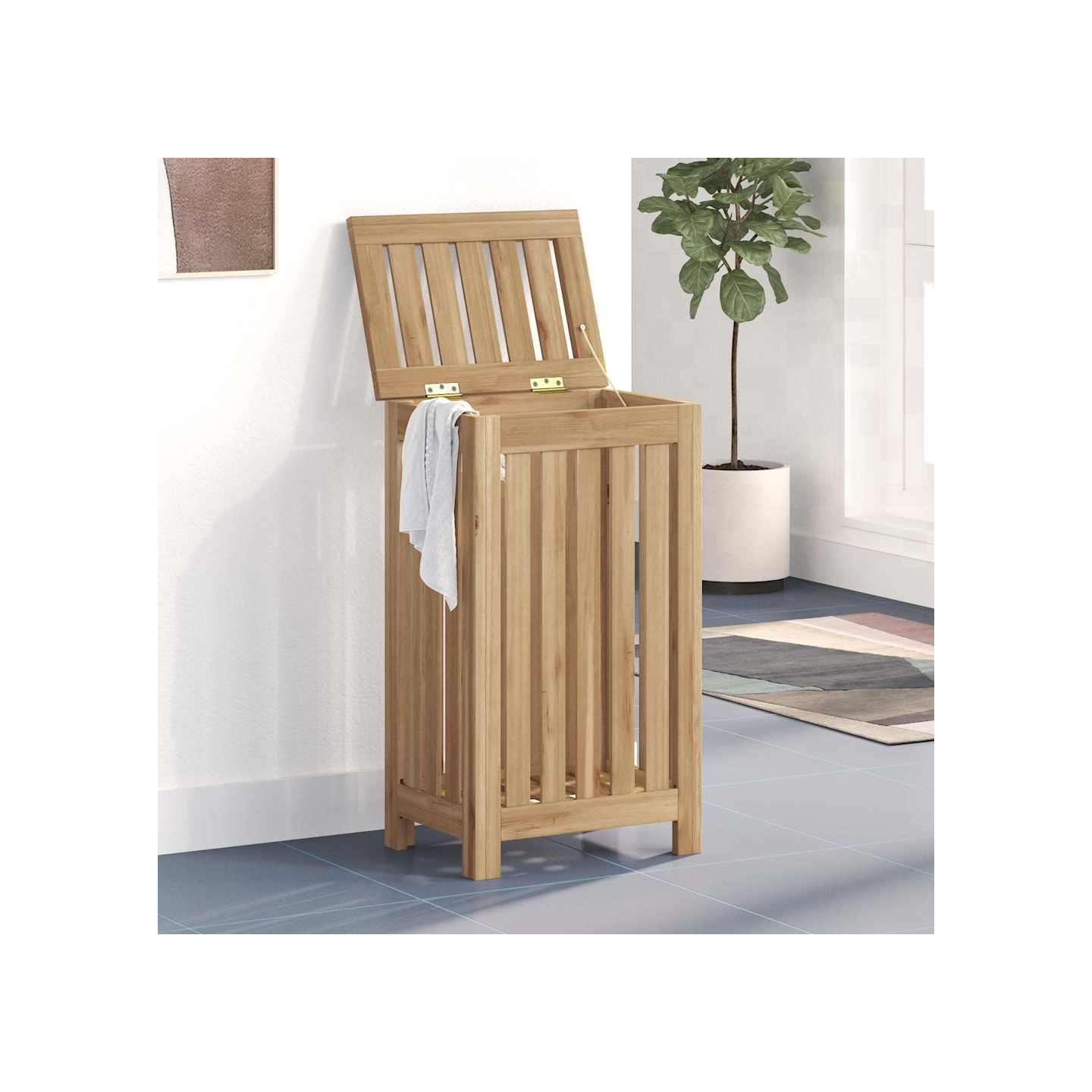 Bac à linge 35x25x60 cm bois de teck massif