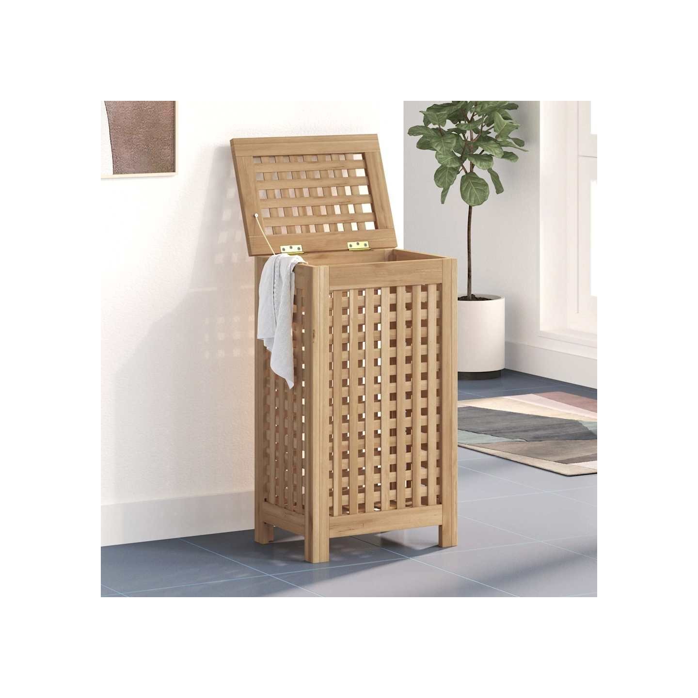 Bac à linge 35x25x60 cm bois de teck massif