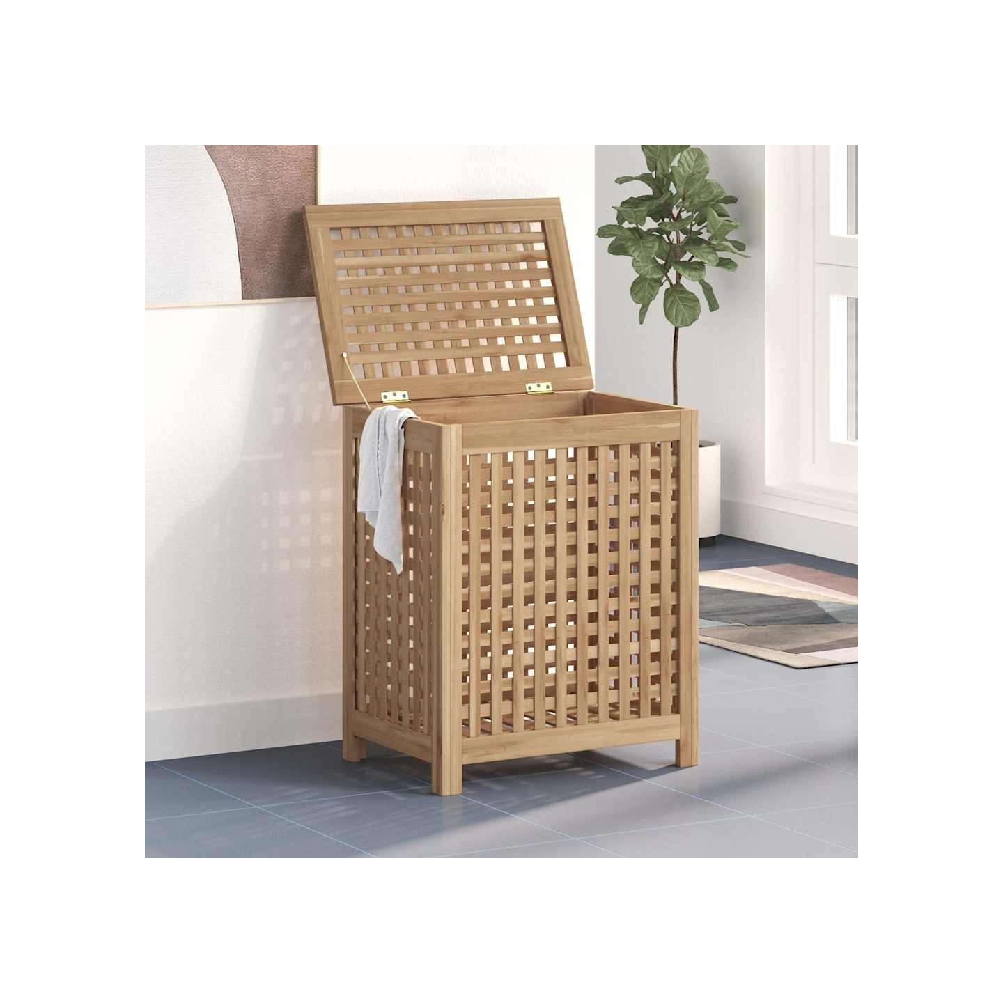 Bac à linge 50x35x60 cm bois de teck massif