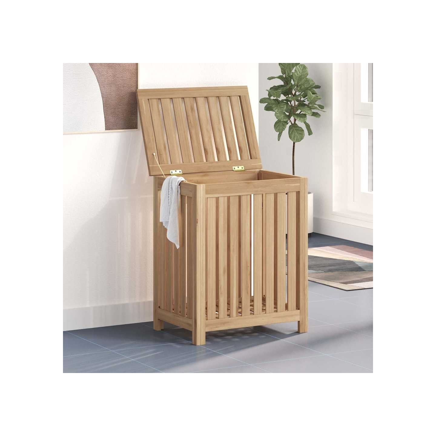 Bac à linge 50x35x60 cm bois de teck massif