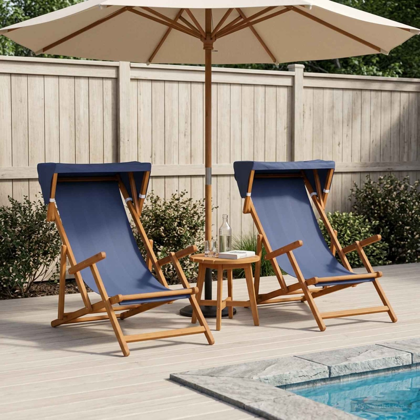 Chaise Longue 2 pcs 3 Position Bois d'eucalyptus massif Bleu