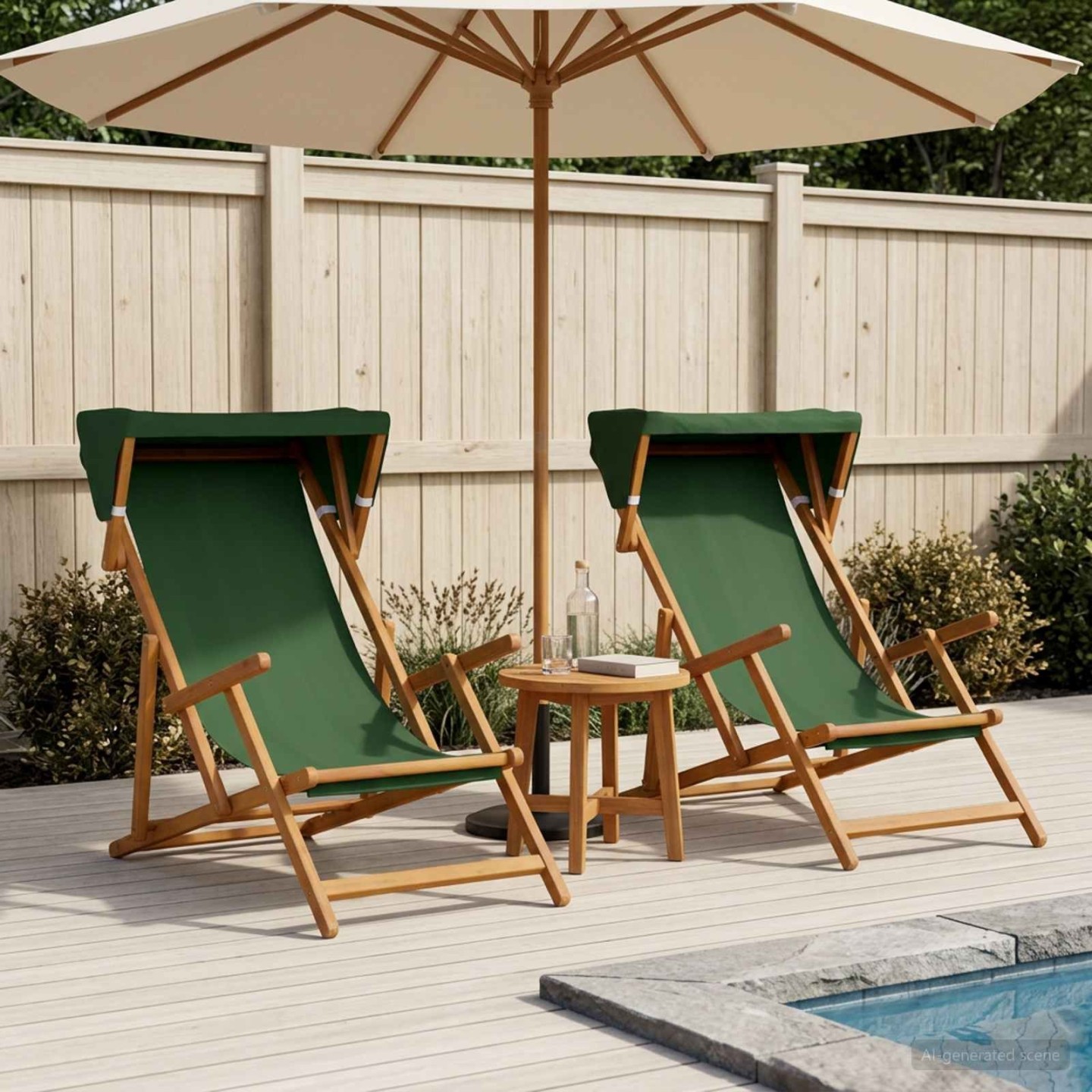 Chaise Longue 2 pcs 3 Position Bois d'eucalyptus massif Vert