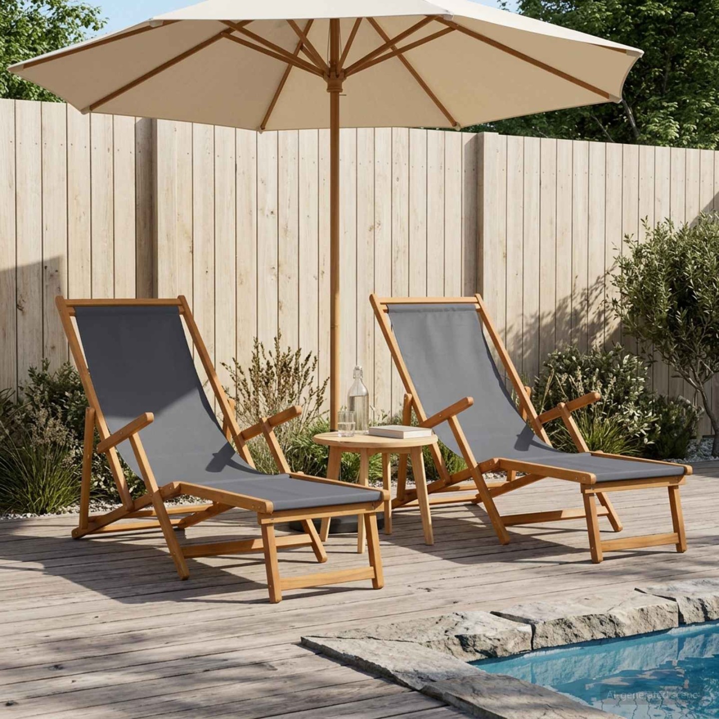 Chaise longue pliante 2 pcs 3 Position Bois d'eucalyptus massif