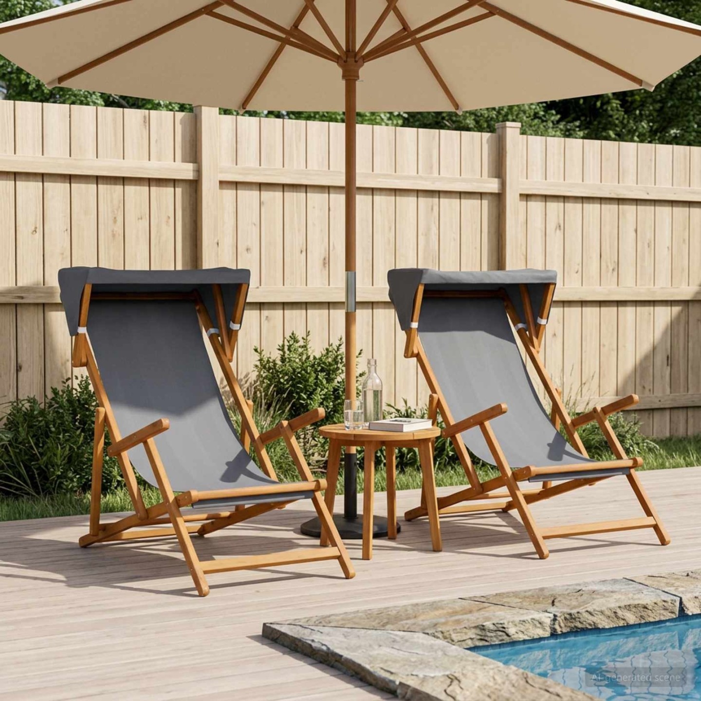 Chaise Longue 2 pcs 3 Position Bois d'eucalyptus massif Gris