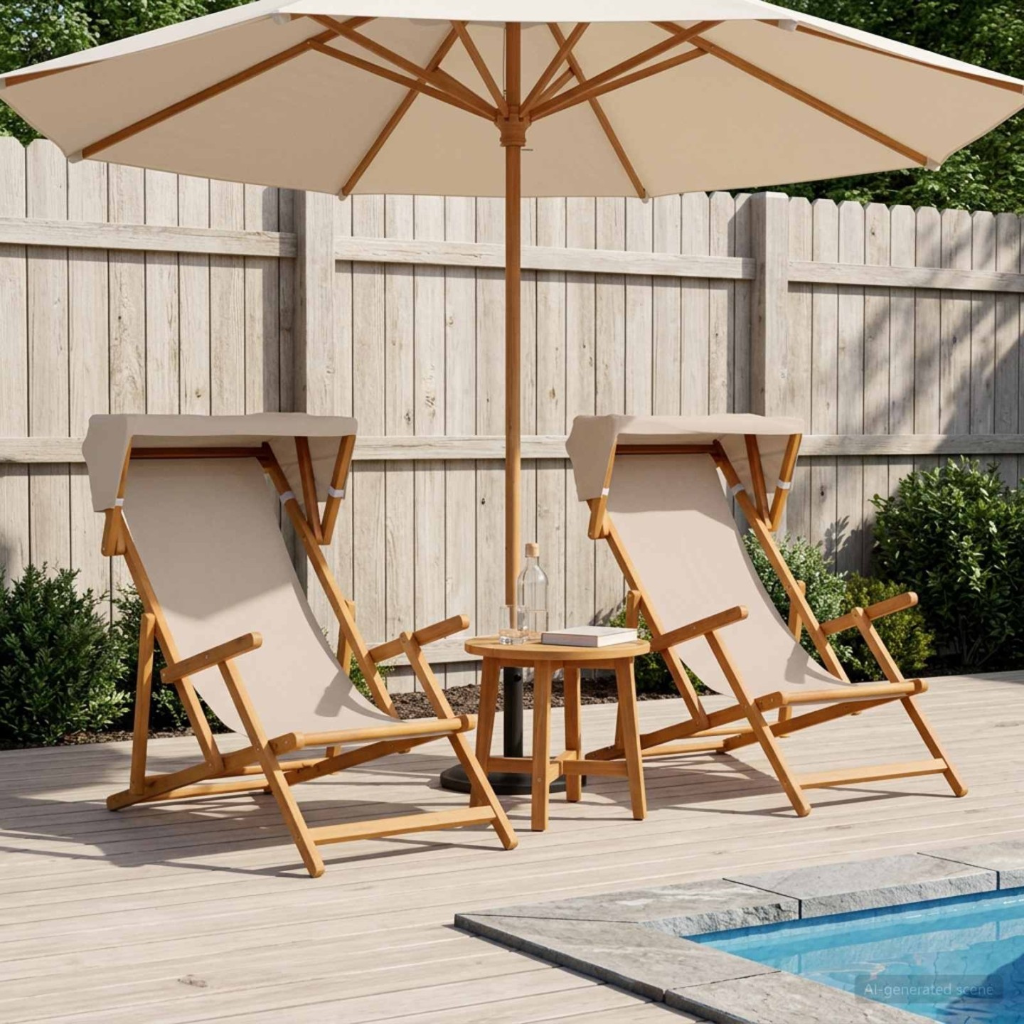 Chaise Longue 2 pcs 3 Position Bois d'eucalyptus massif Beige
