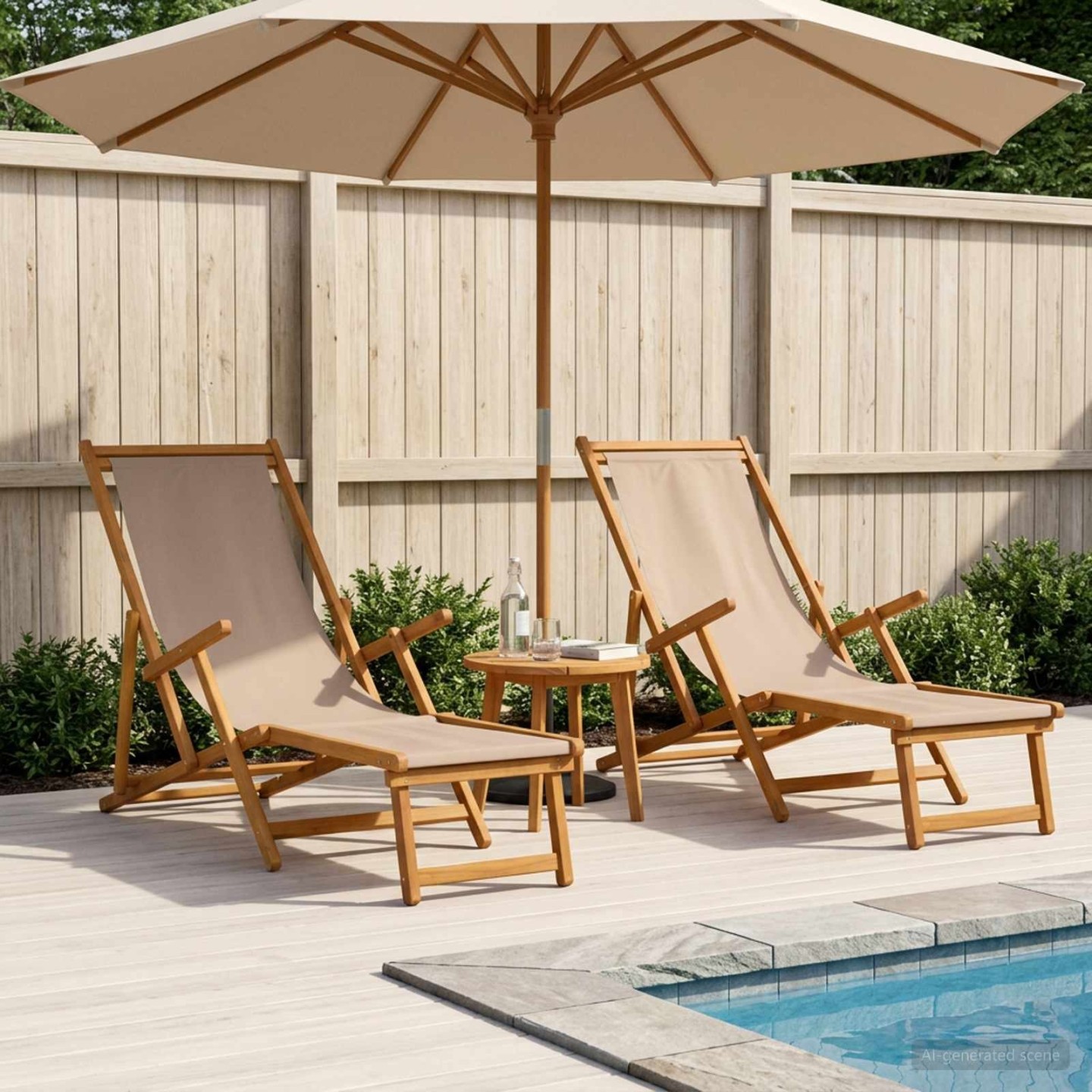 Chaise longue pliante 2 pc 3 Position Bois d'eucalyptus massif