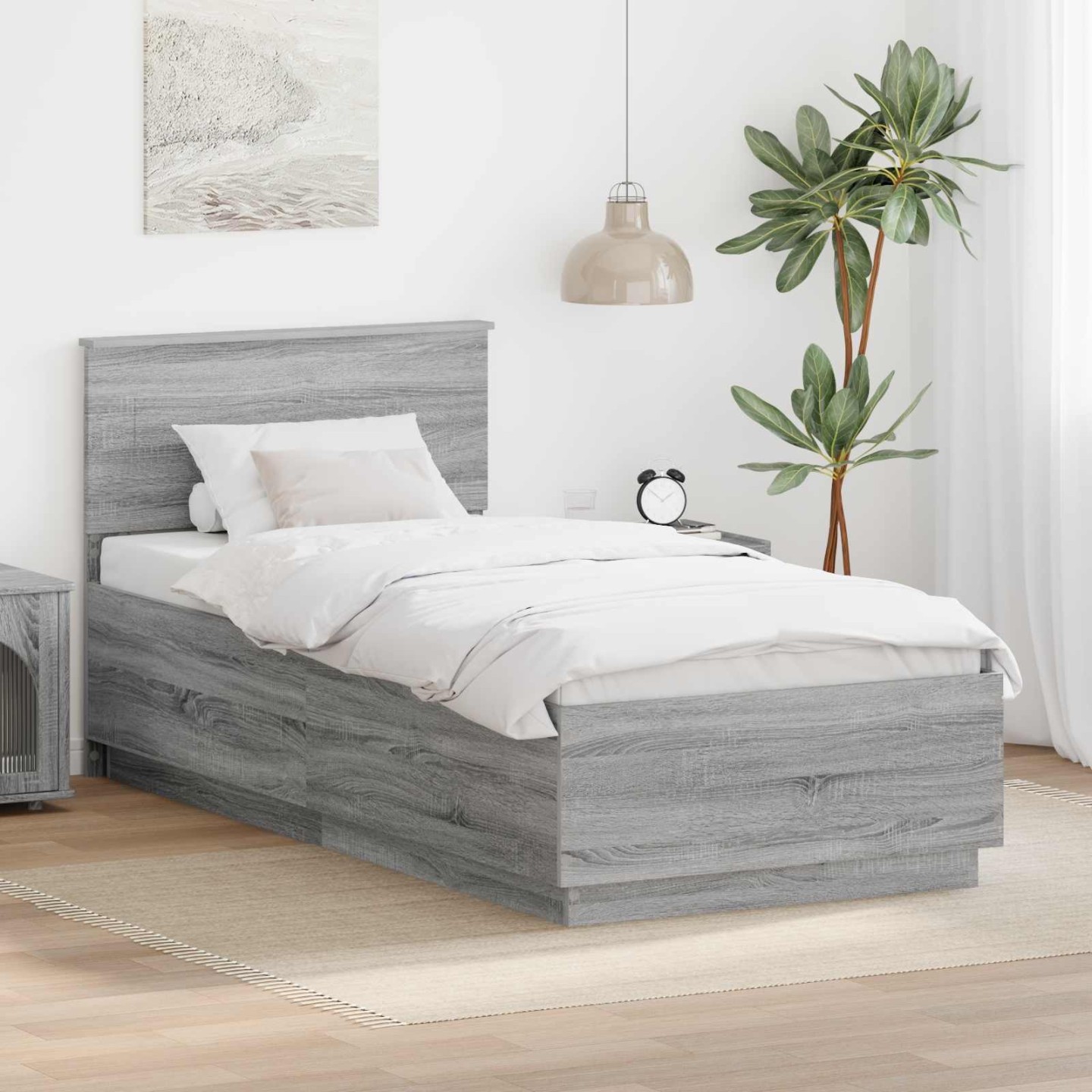 Cadre de lit Gris Sonoma 100 x 200 cm Bois d'ingénierie