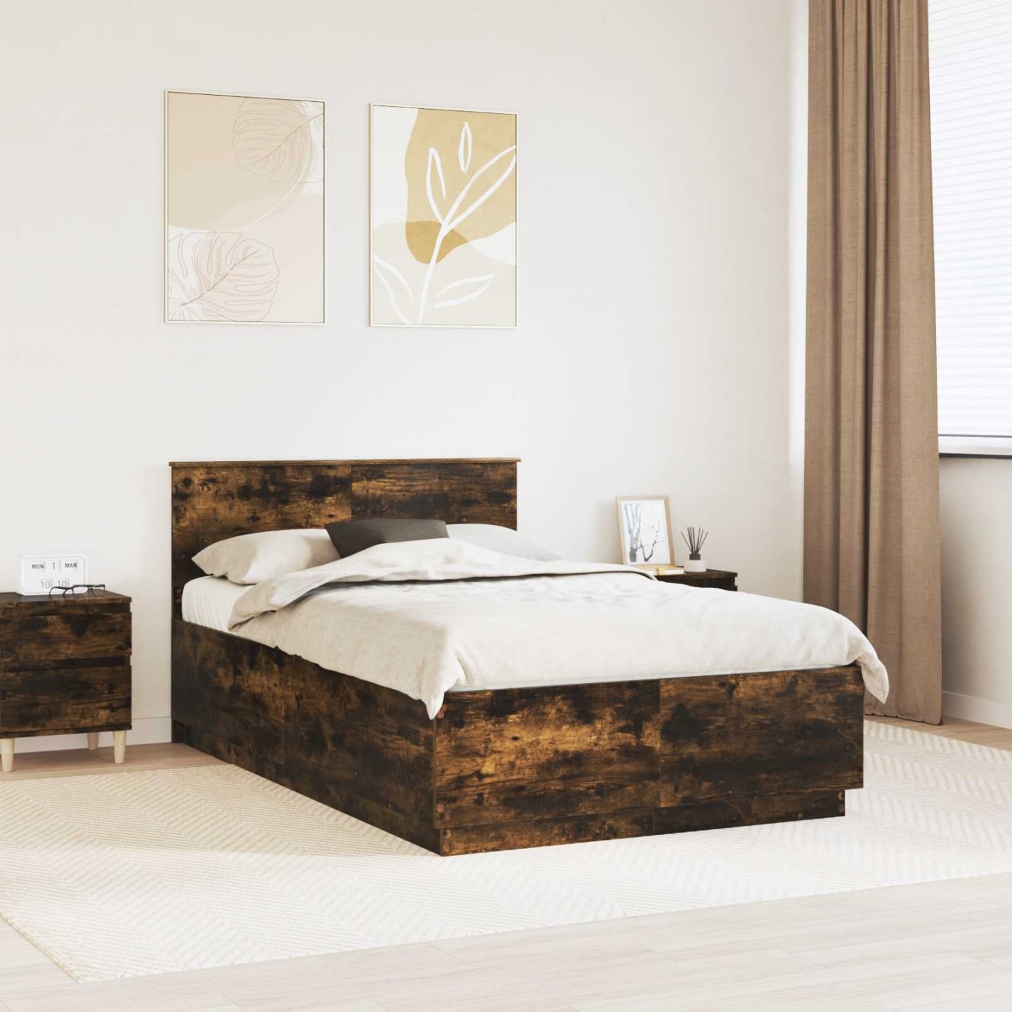 Cadre de lit Chêne fumé 120 x 190 cm Bois d'ingénierie