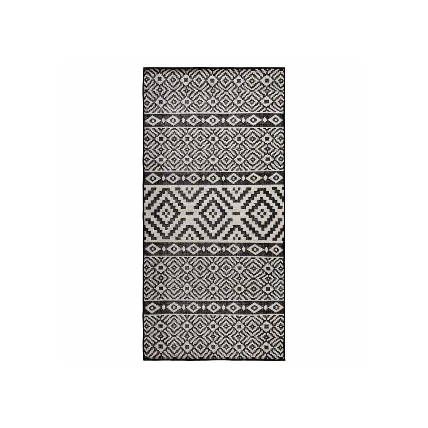 Tapis à tissage plat d'extérieur 100x200 cm Rayures noires