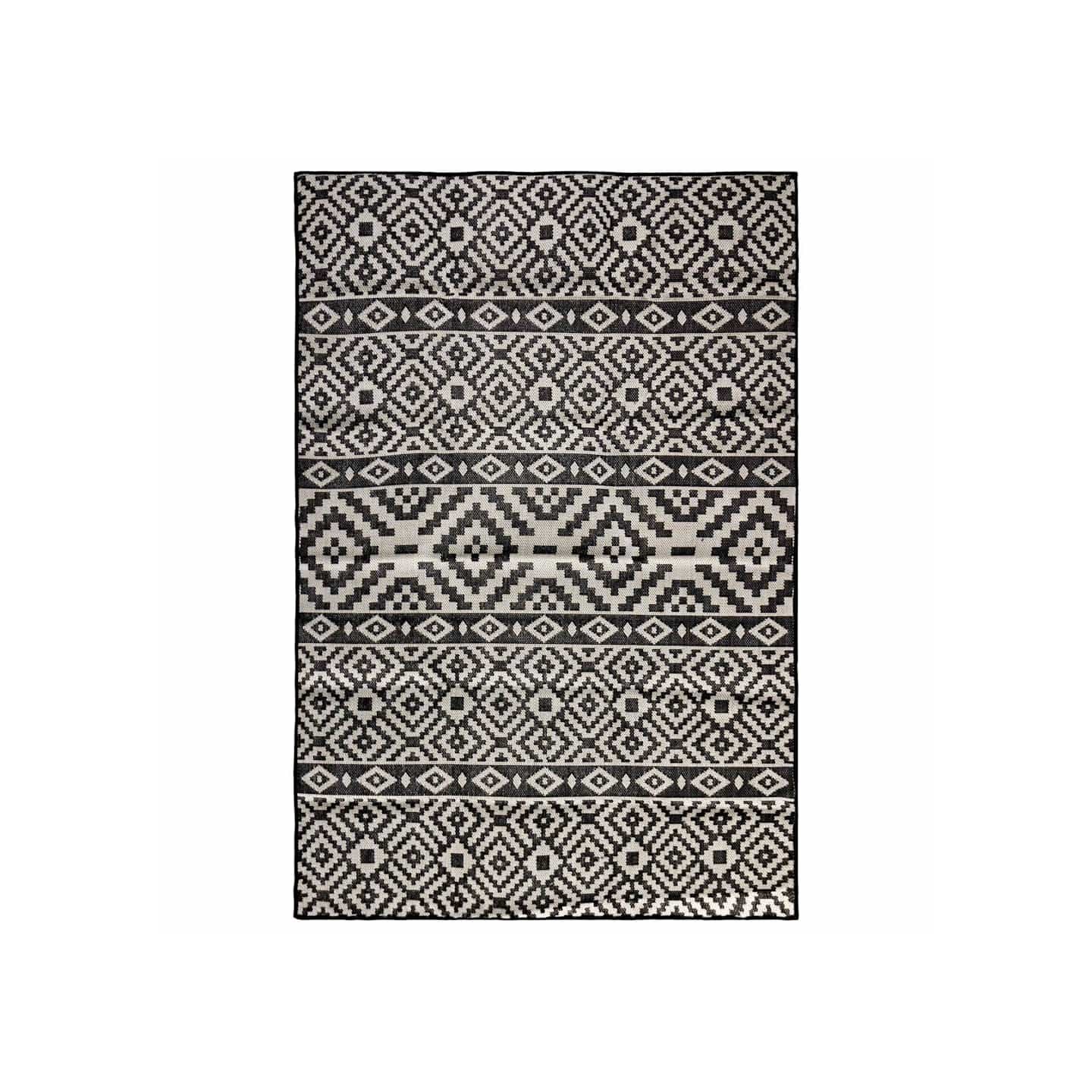 Tapis à tissage plat d'extérieur 140x200 cm Rayures noires