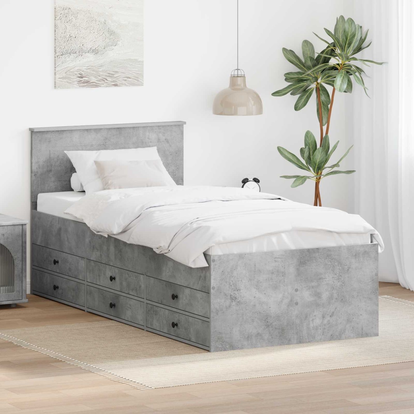 Lit d'appoint Gris béton et noir 70 x 190 cm Bois d'ingénierie
