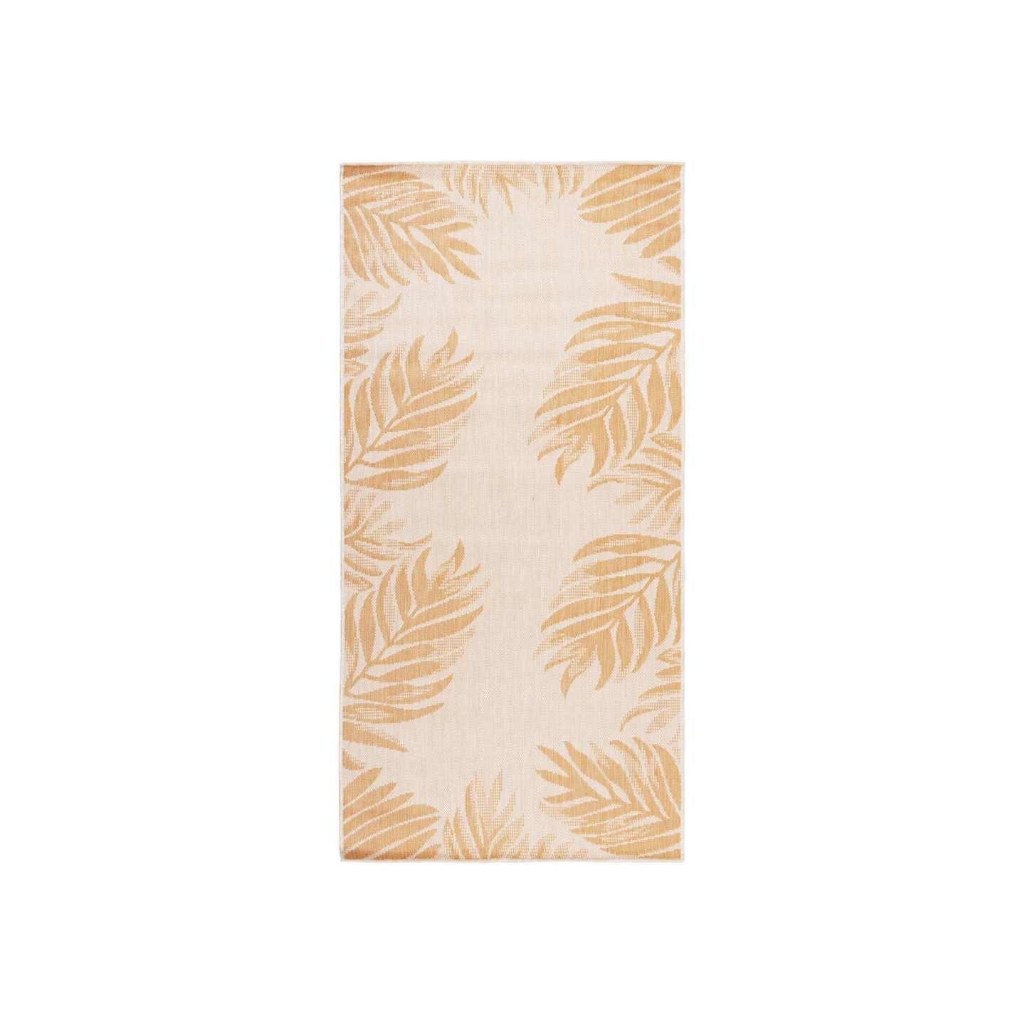 Tapis à tissage plat d'extérieur 100x200 cm Motif de feuille