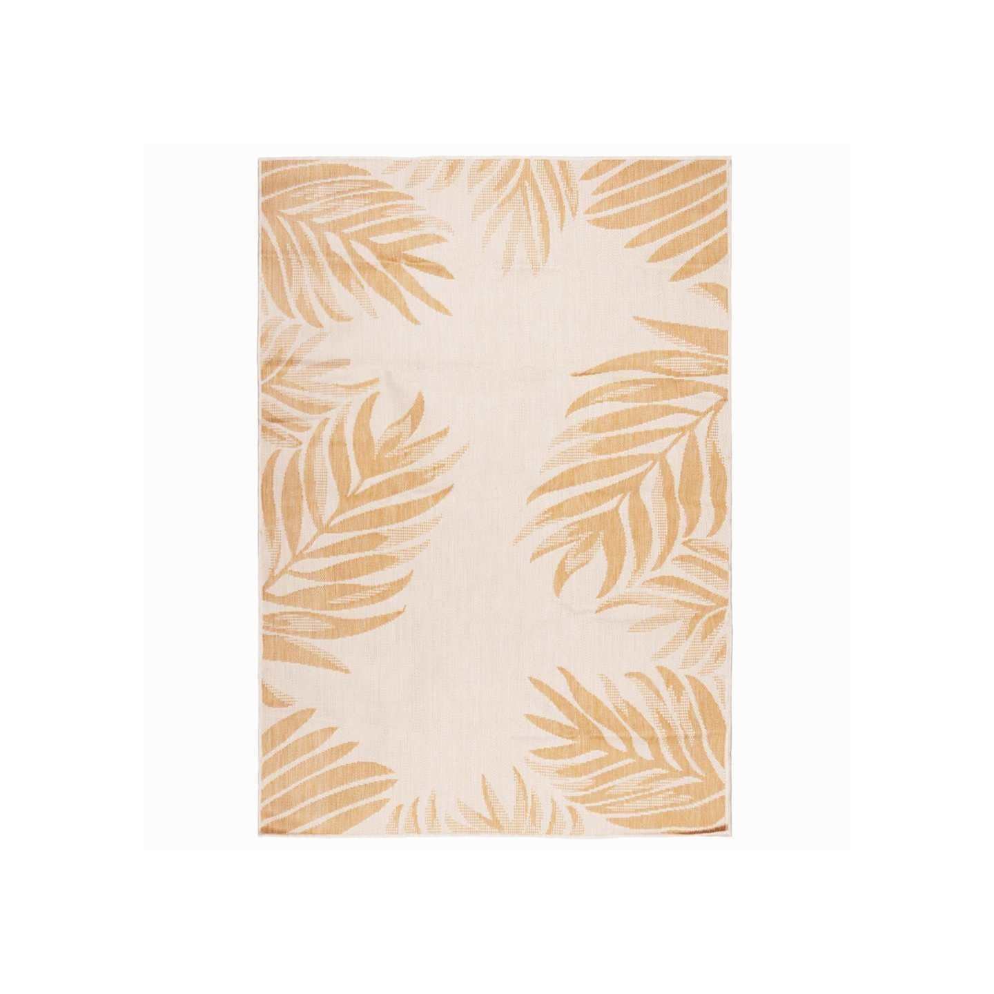 Tapis à tissage plat d'extérieur 140x200 cm Motif de feuille