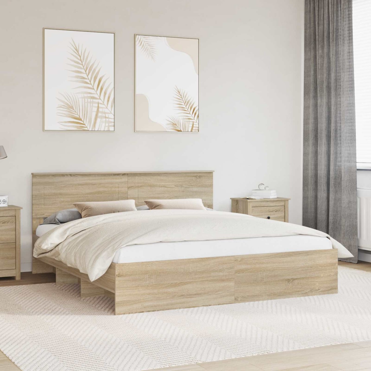 Cadre de lit Chêne Sonoma 200 x 200 cm Bois d'ingénierie