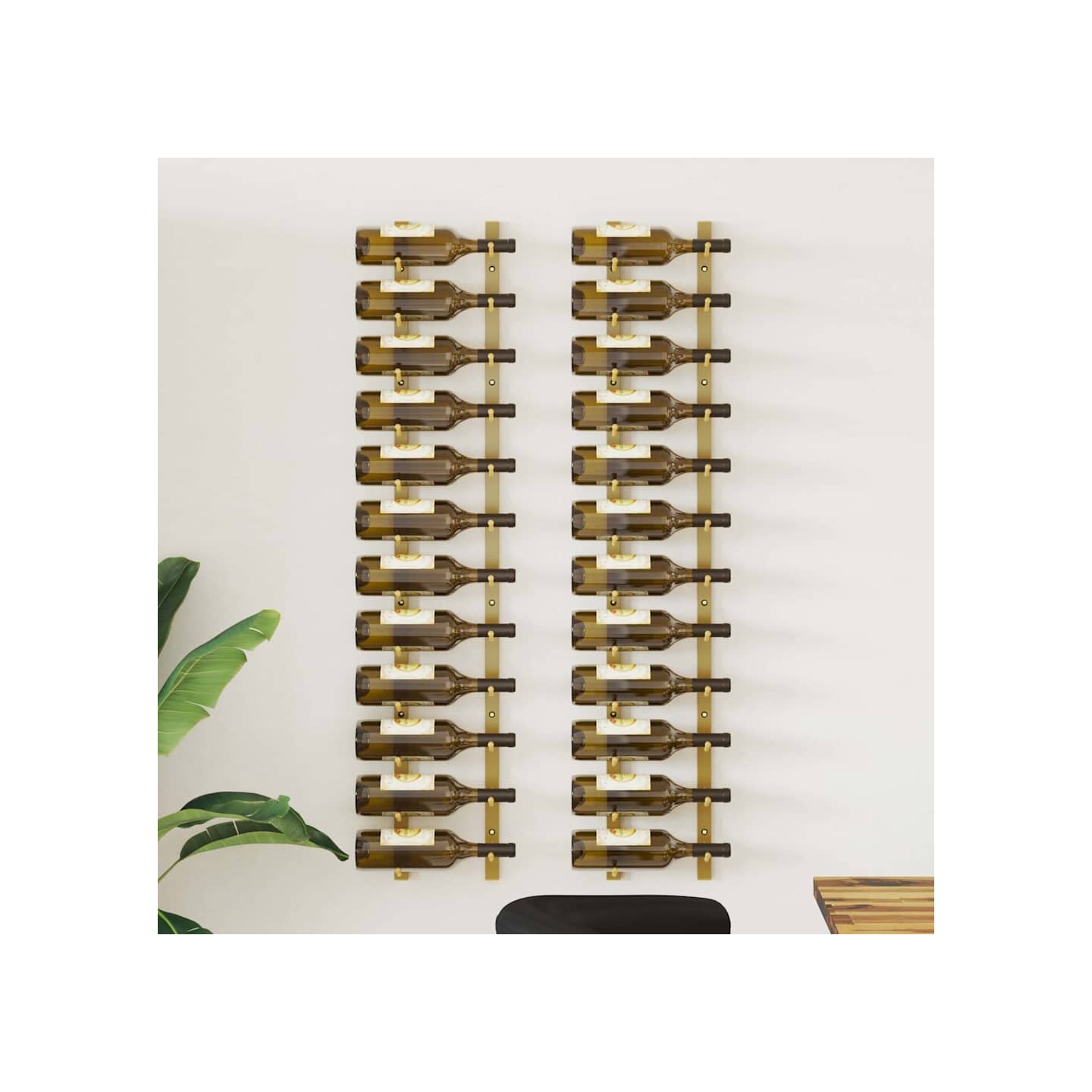 Casier à vin mural pour 12 bouteilles 2 pcs Doré Fer