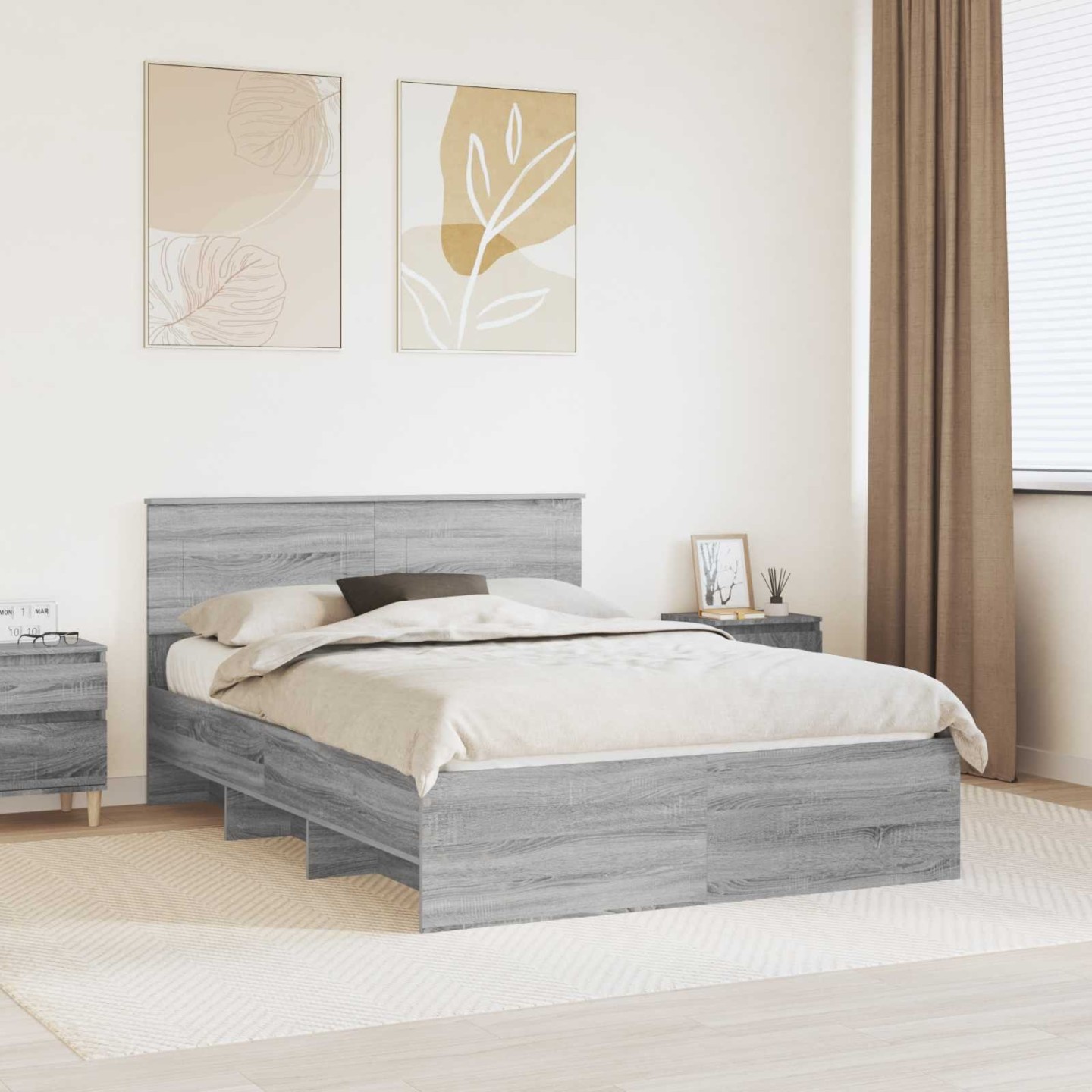 Cadre de lit Gris Sonoma 150 x 200 cm Bois d'ingénierie