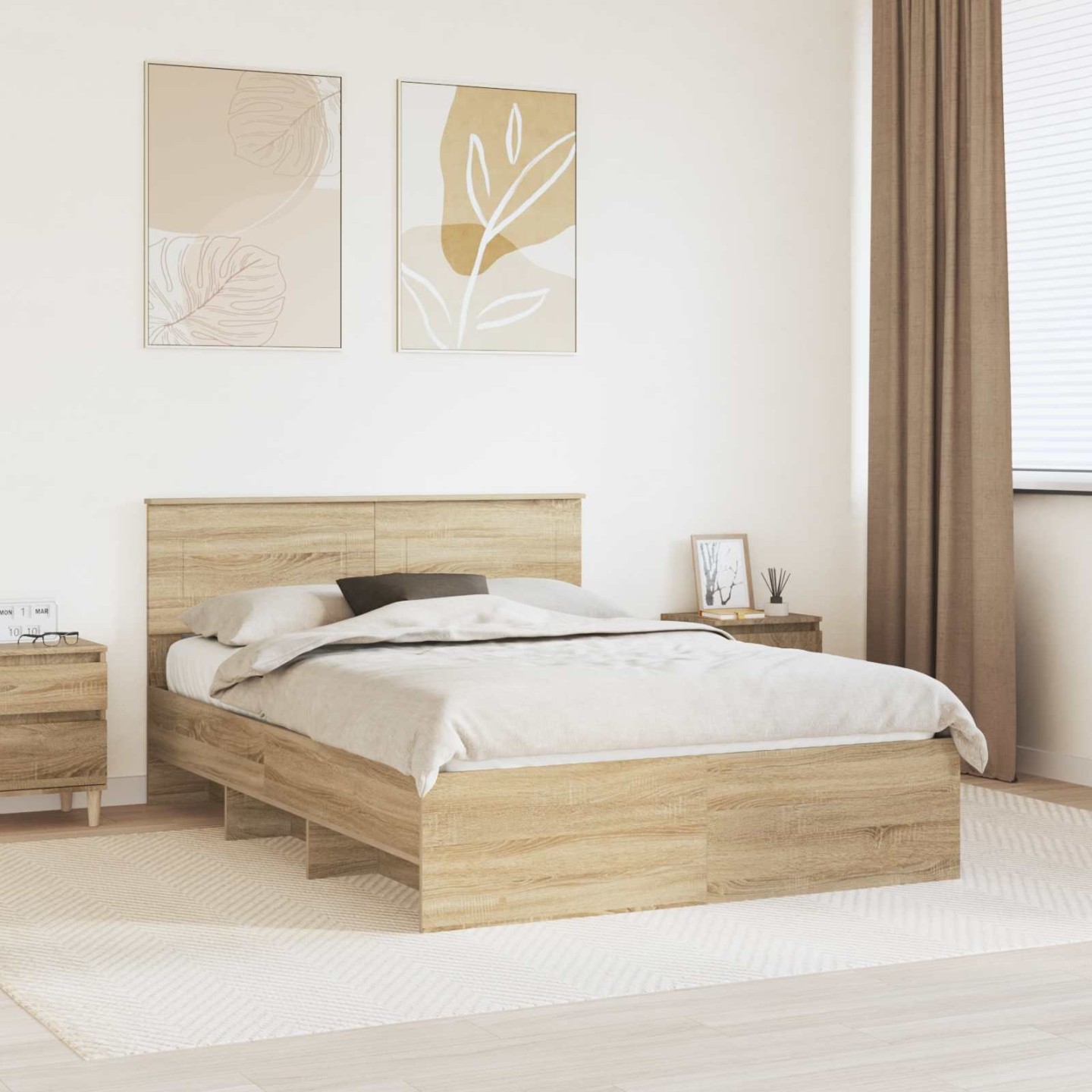 Cadre de lit Chêne Sonoma 140 x 200 cm Bois d'ingénierie