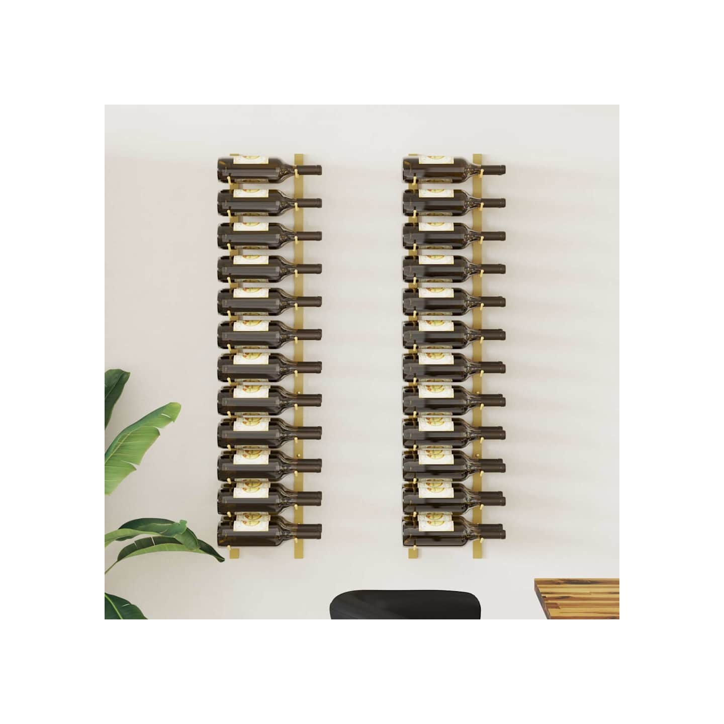 Casier à vin mural pour 24 bouteilles 2 pcs Doré Fer