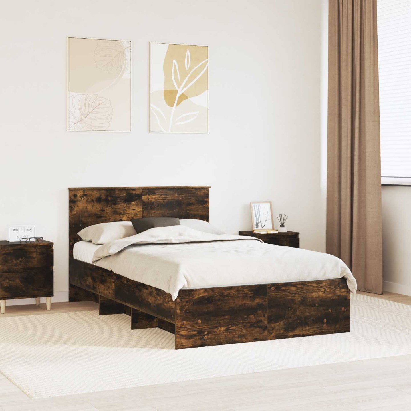 Cadre de lit Chêne fumé 120 x 200 cm Bois d'ingénierie