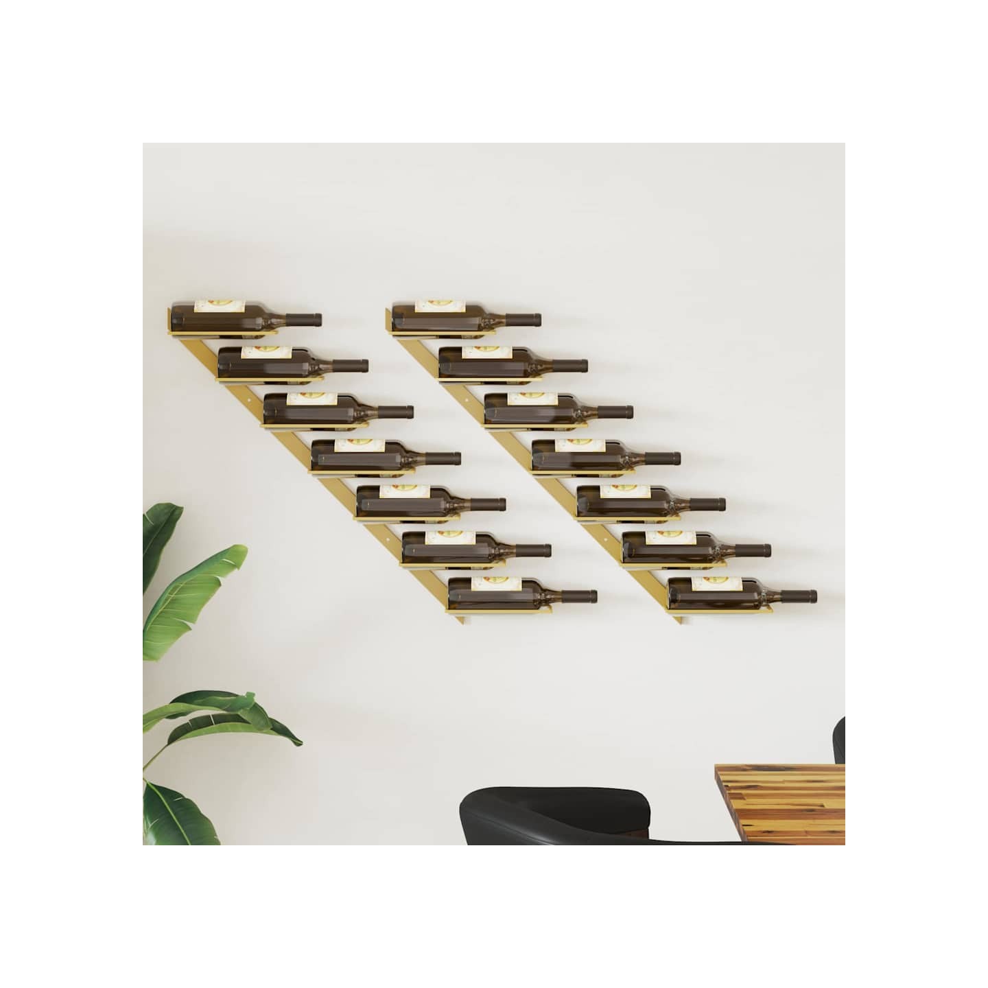 Casier à vin mural pour 7 bouteilles 2 pcs Doré Métal