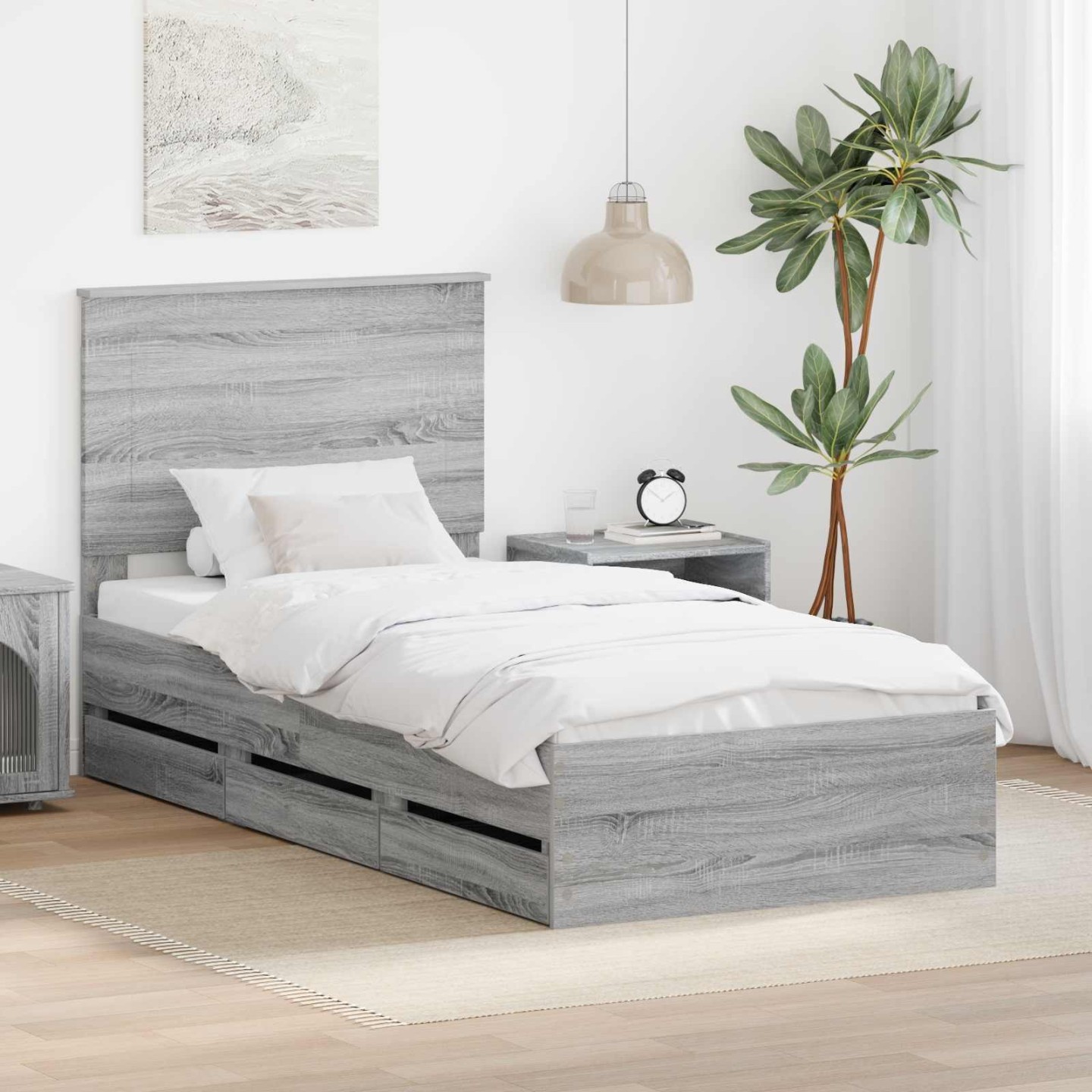 Cadre de lit Gris Sonoma 90 x 190 cm Bois Ingénierie