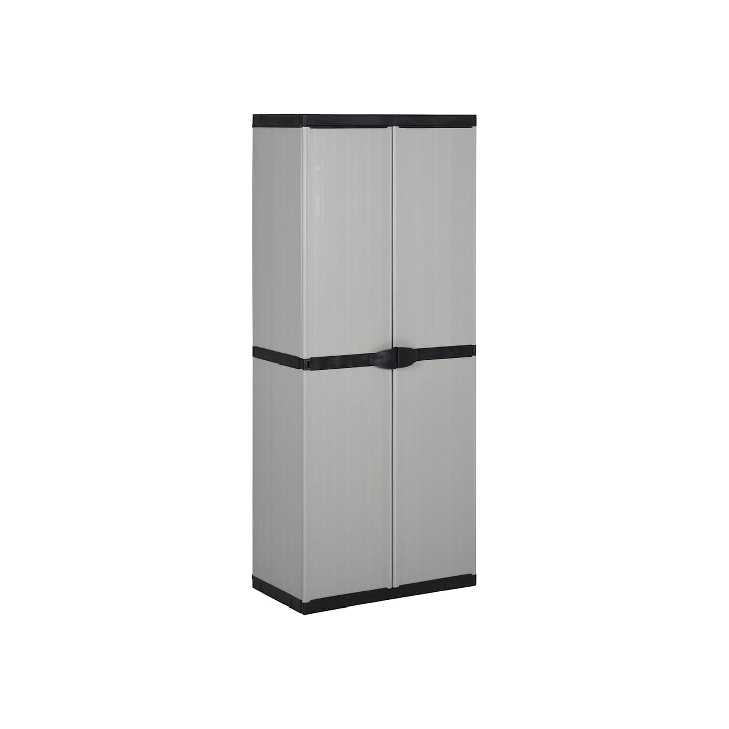 Armoire de rangement de jardin 3 étagères Gris/noir 68x40x168cm