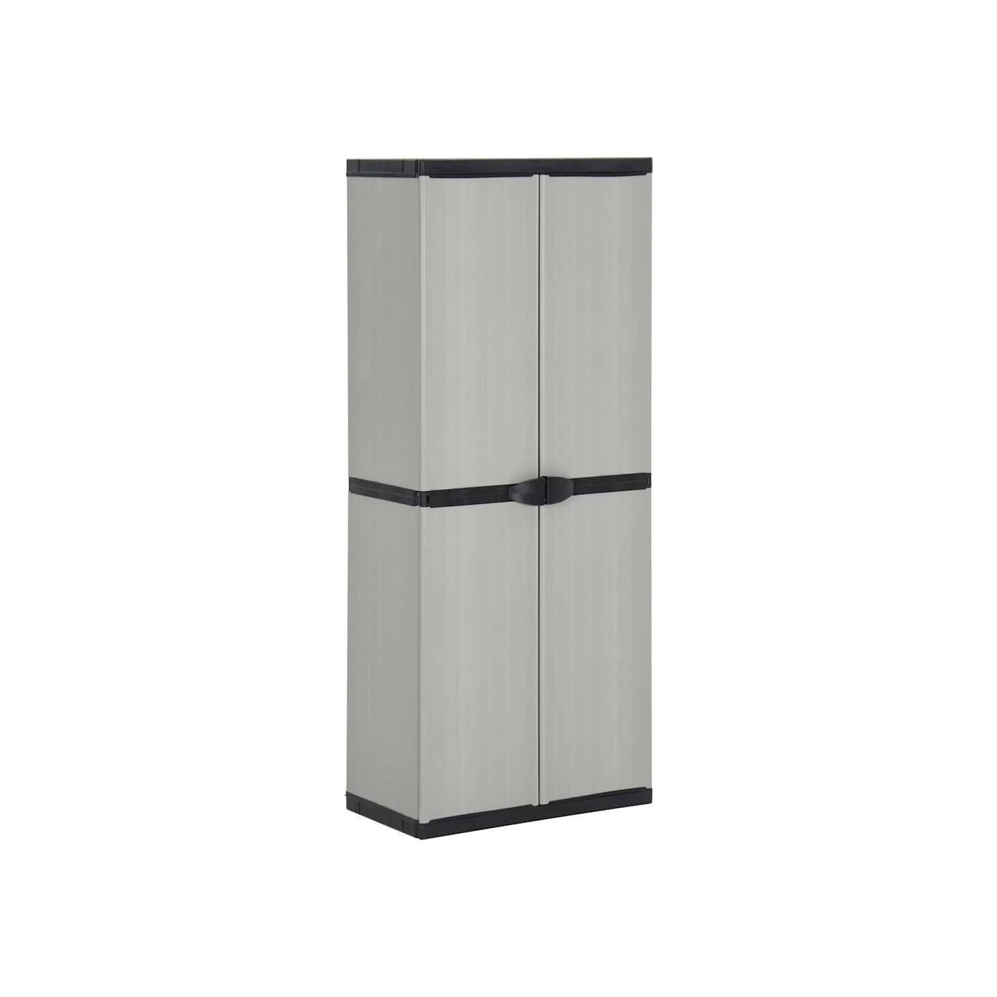 Armoire de rangement de jardin 3 étagères Gris/noir 68x40x168cm