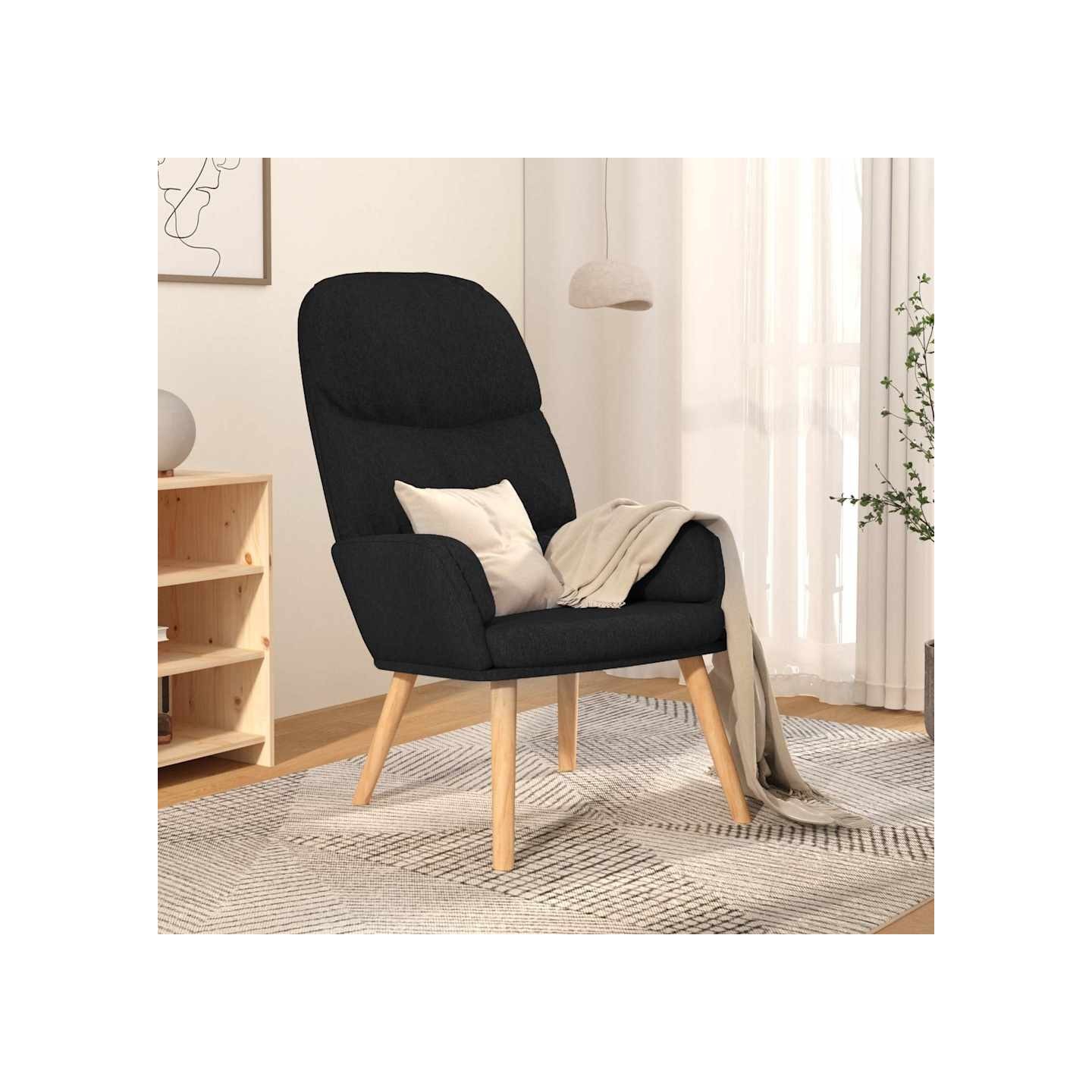 Chaise de relaxation Noir Tissu