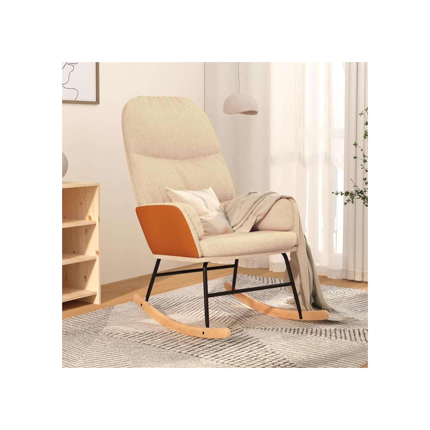 Chaise à bascule Blanc crème Tissu