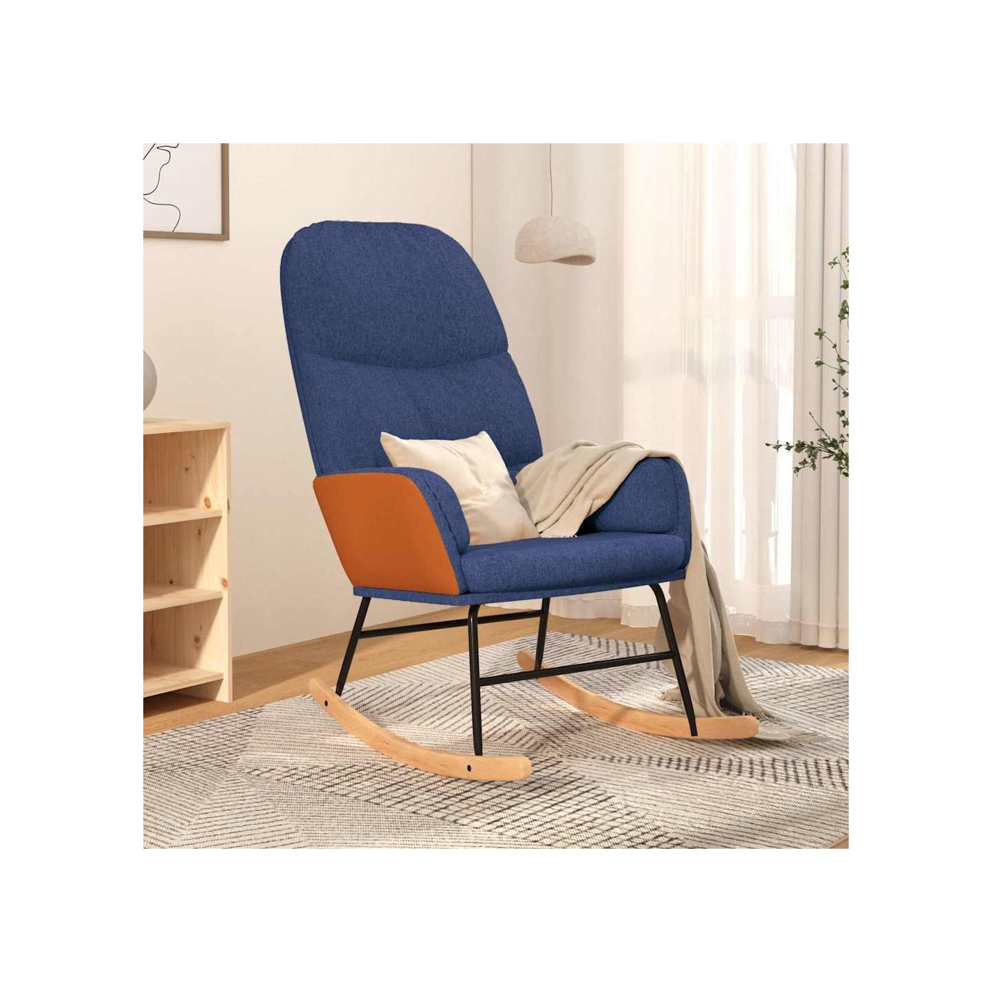 Chaise à bascule Bleu Tissu