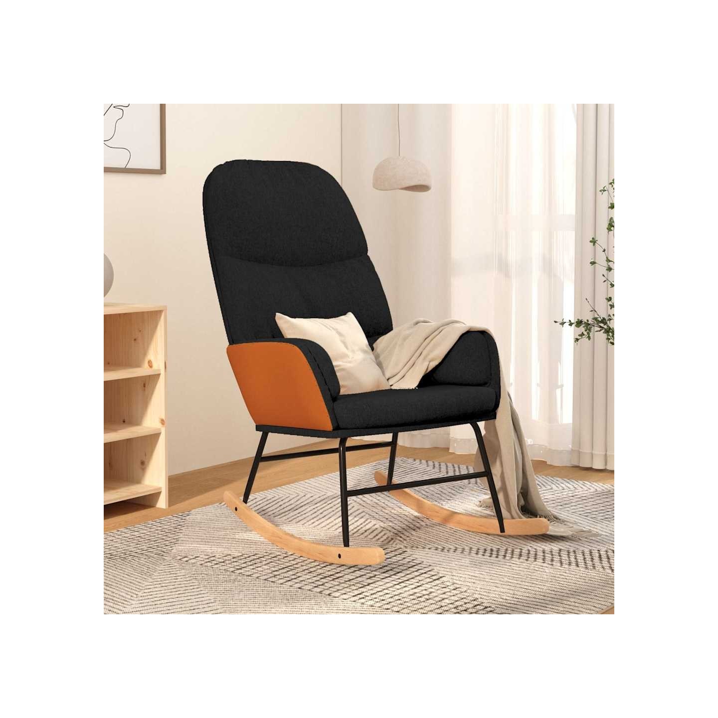 Chaise à bascule Noir Tissu