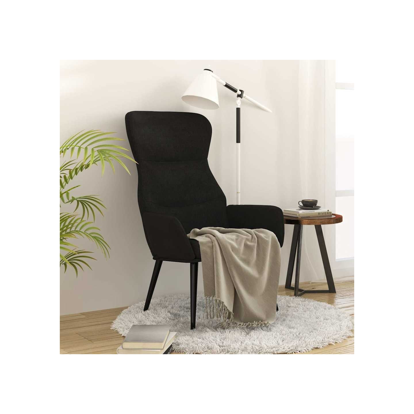 Chaise de relaxation Noir Tissu