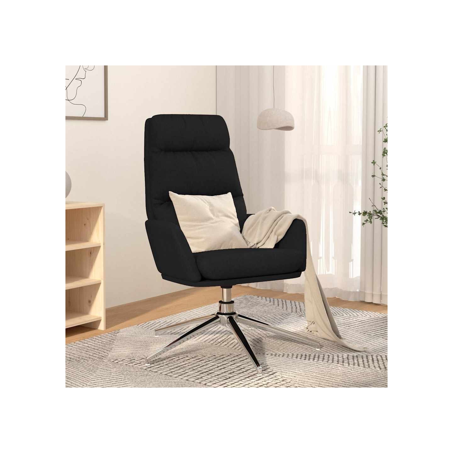 Chaise de relaxation Noir Tissu