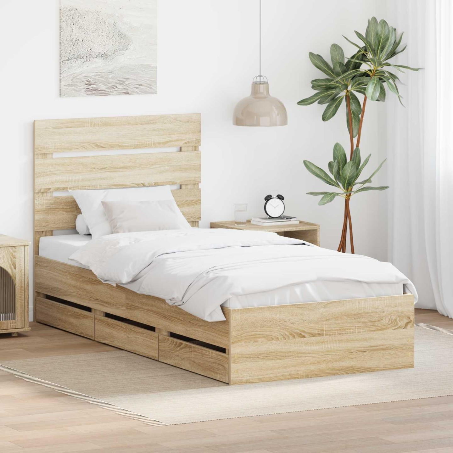 Cadre de lit Chêne Sonoma 100 x 200 cm Bois Ingénierie