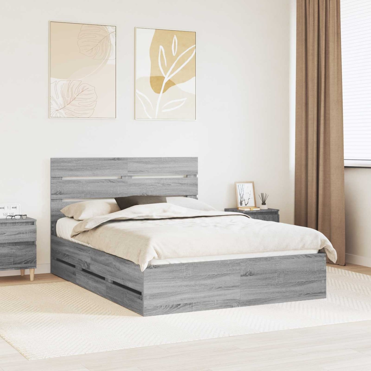 Cadre de lit Gris Sonoma 150 x 200 cm Bois Ingénierie